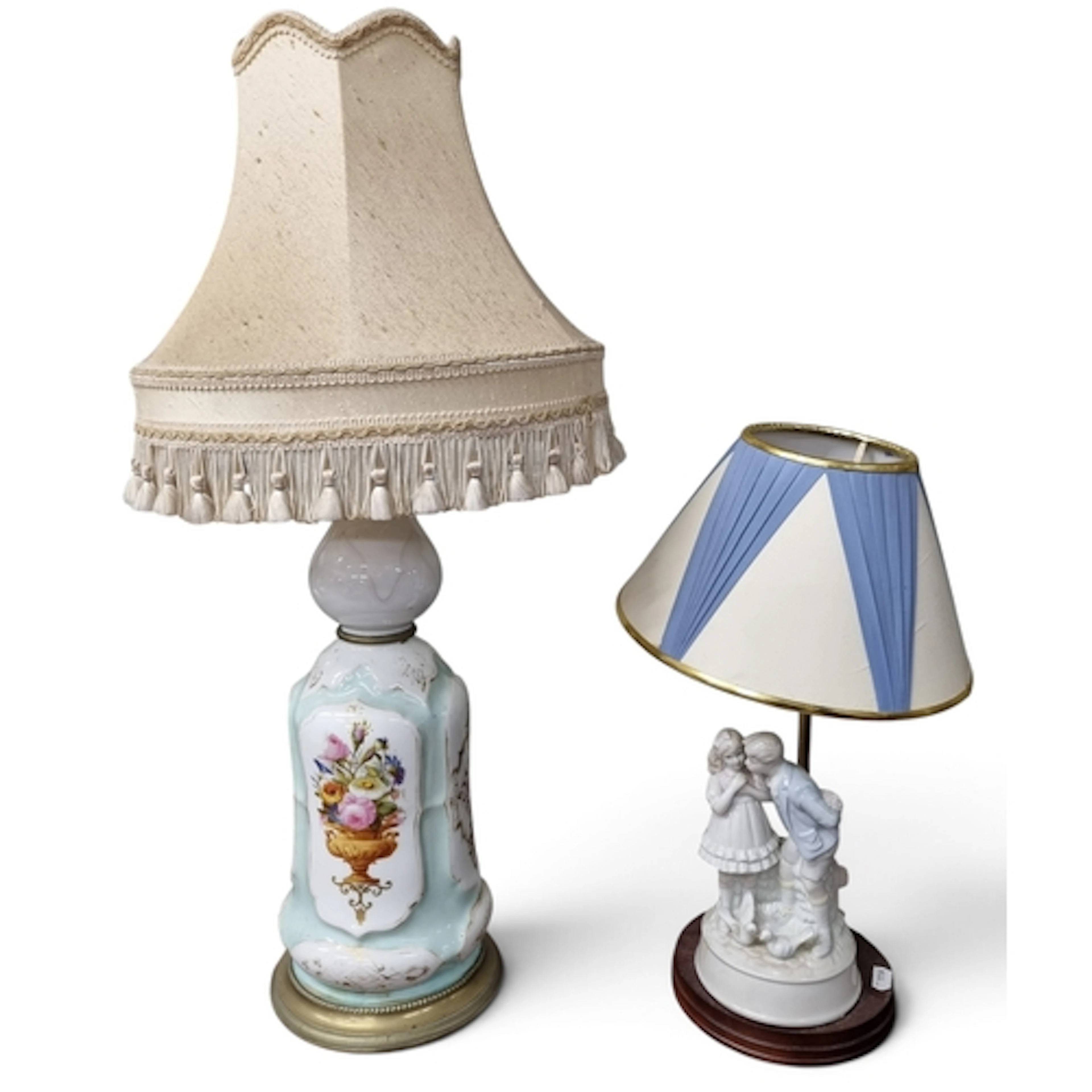 A 19th Century Ceramic Table Lamp with Shade H 66 cm approx....
