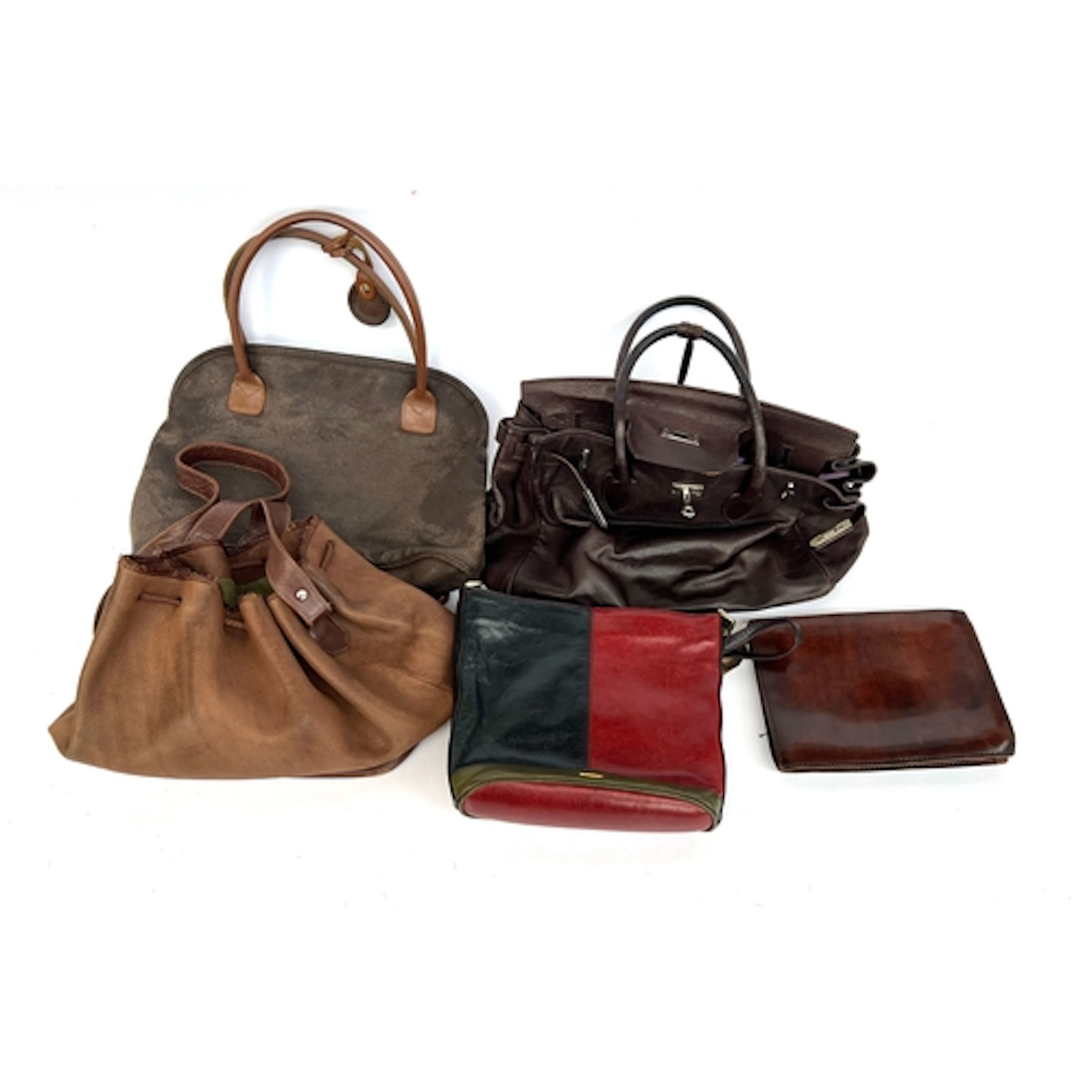 A lot of five leather bags, to include Brics, Vera Pelle, Se...