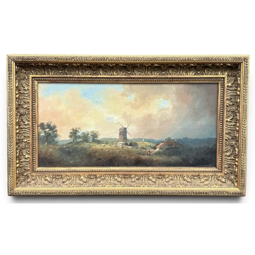 20TH CENTURY BRITISH SCHOOL: LANDSCAPE WITH WINDMILL Oil on ...