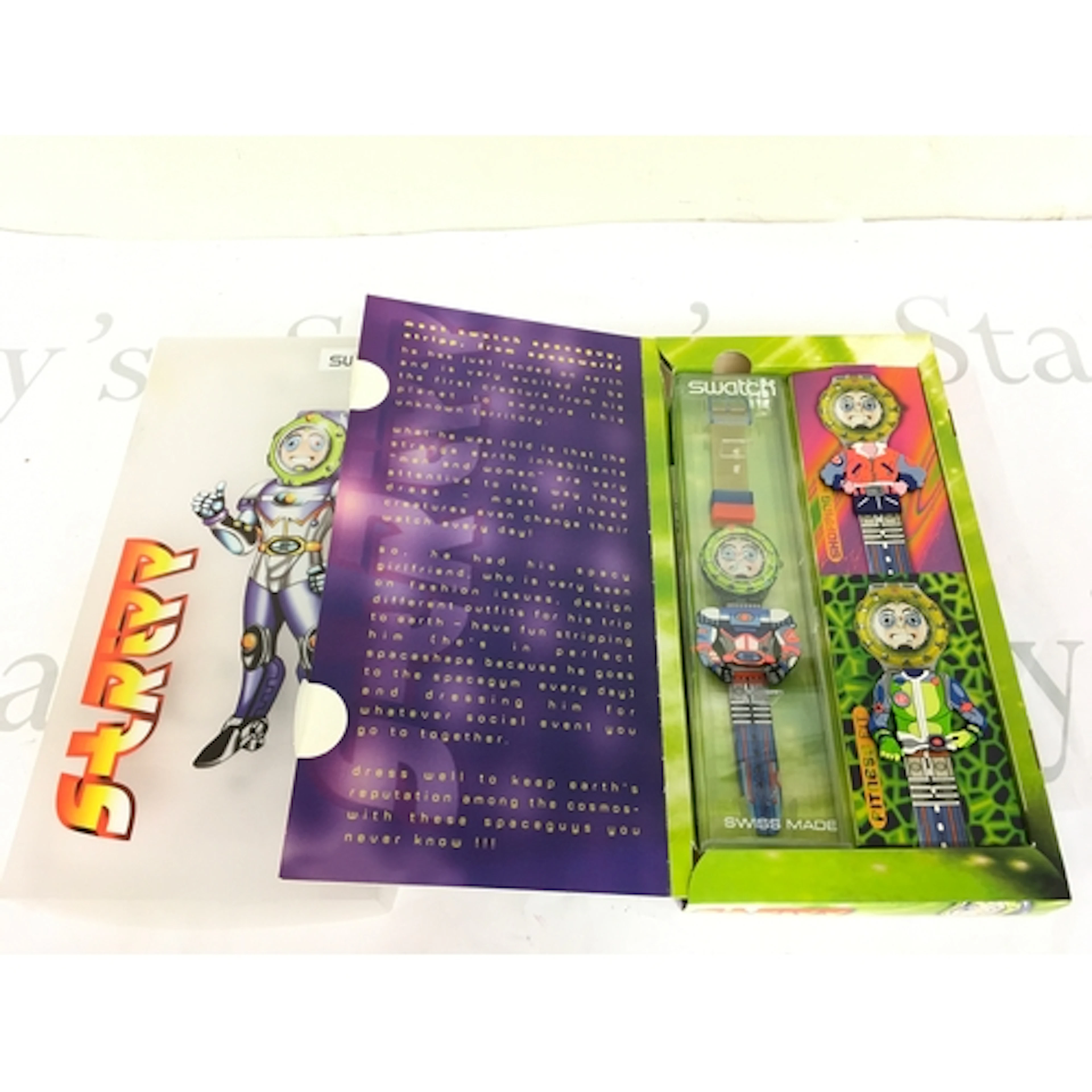 1996 Swatch Scuba 200 "Stripp" (SDN120) watch set, featuring...