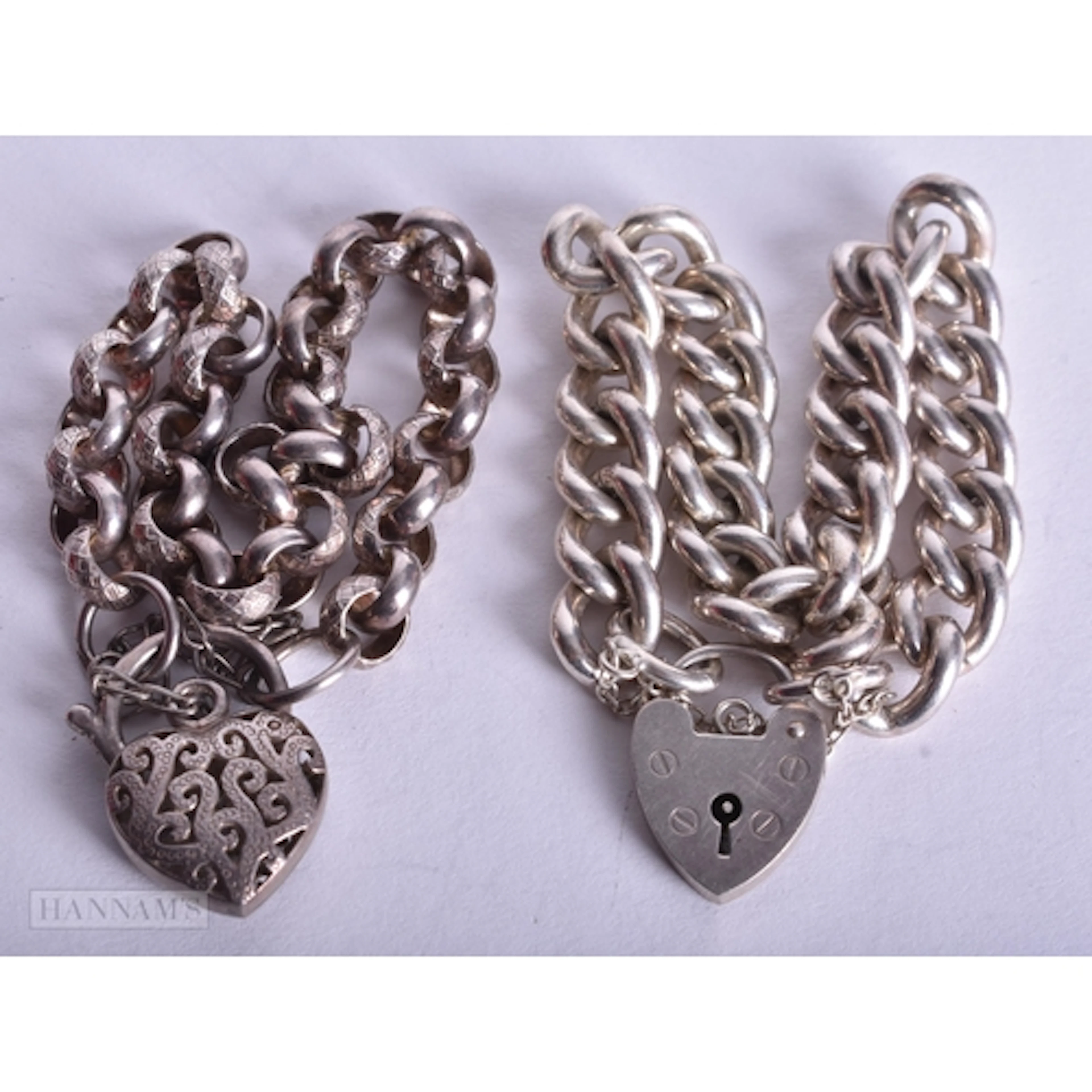Collection of Sterling Silver Gate Bracelets w/ Heart Padloc...