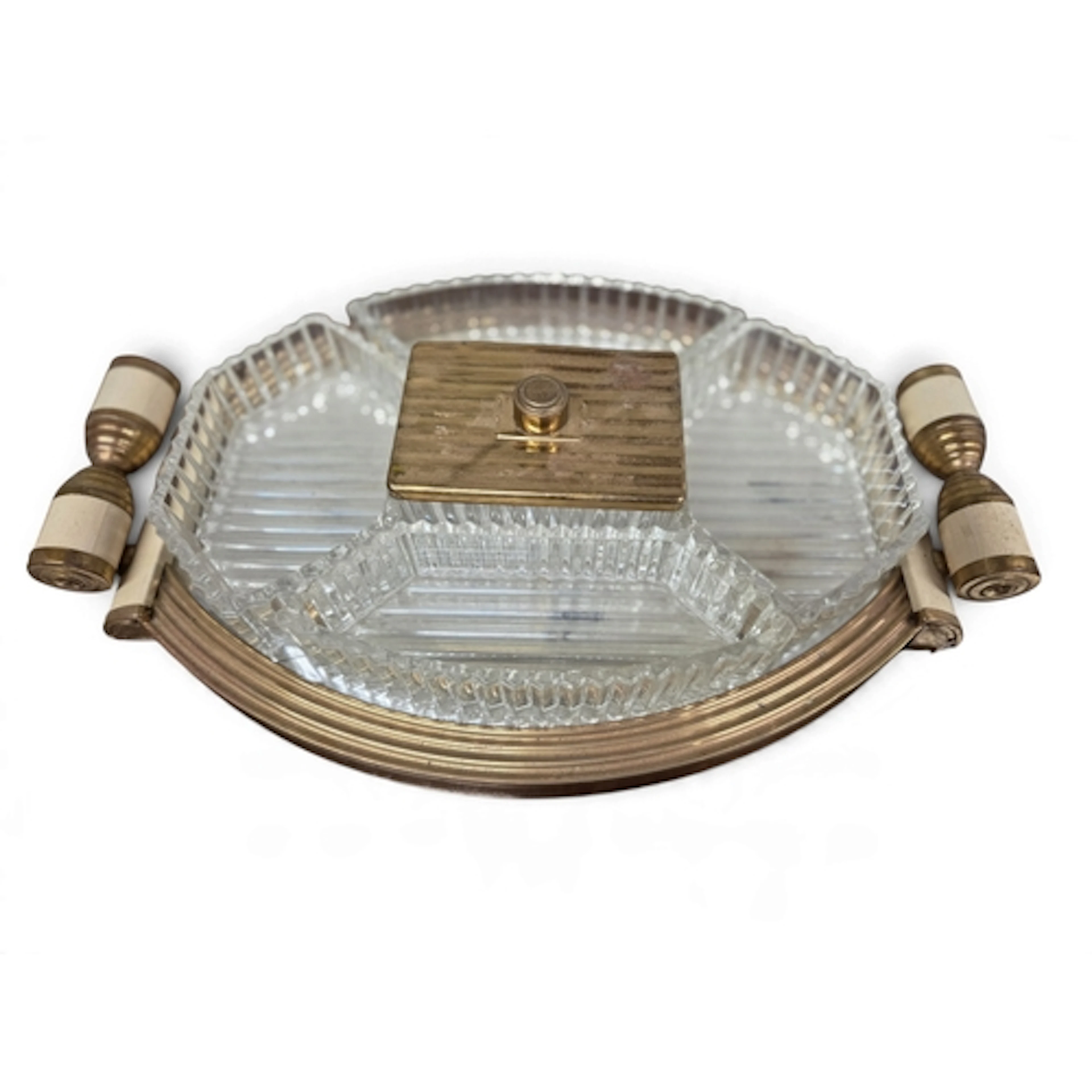 An Art Deco hors d'oeuvre Dish with glass compartments.