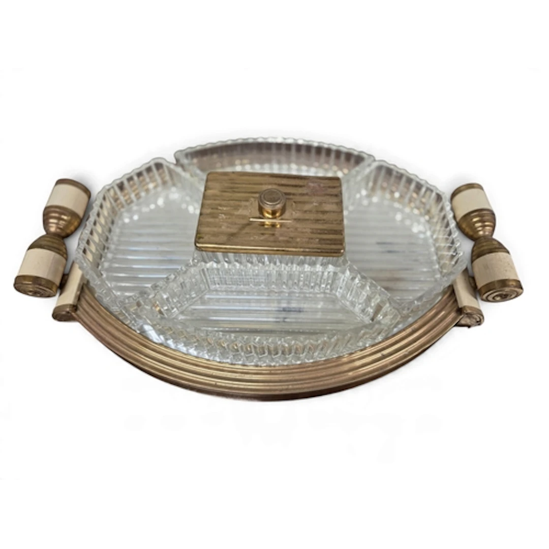 An Art Deco hors d'oeuvre Dish with glass compartments.