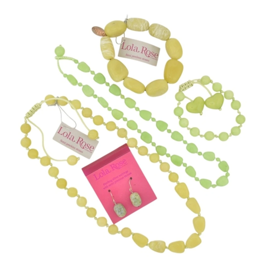 A selection of green Lola Rose jewellery. Five items to incl...