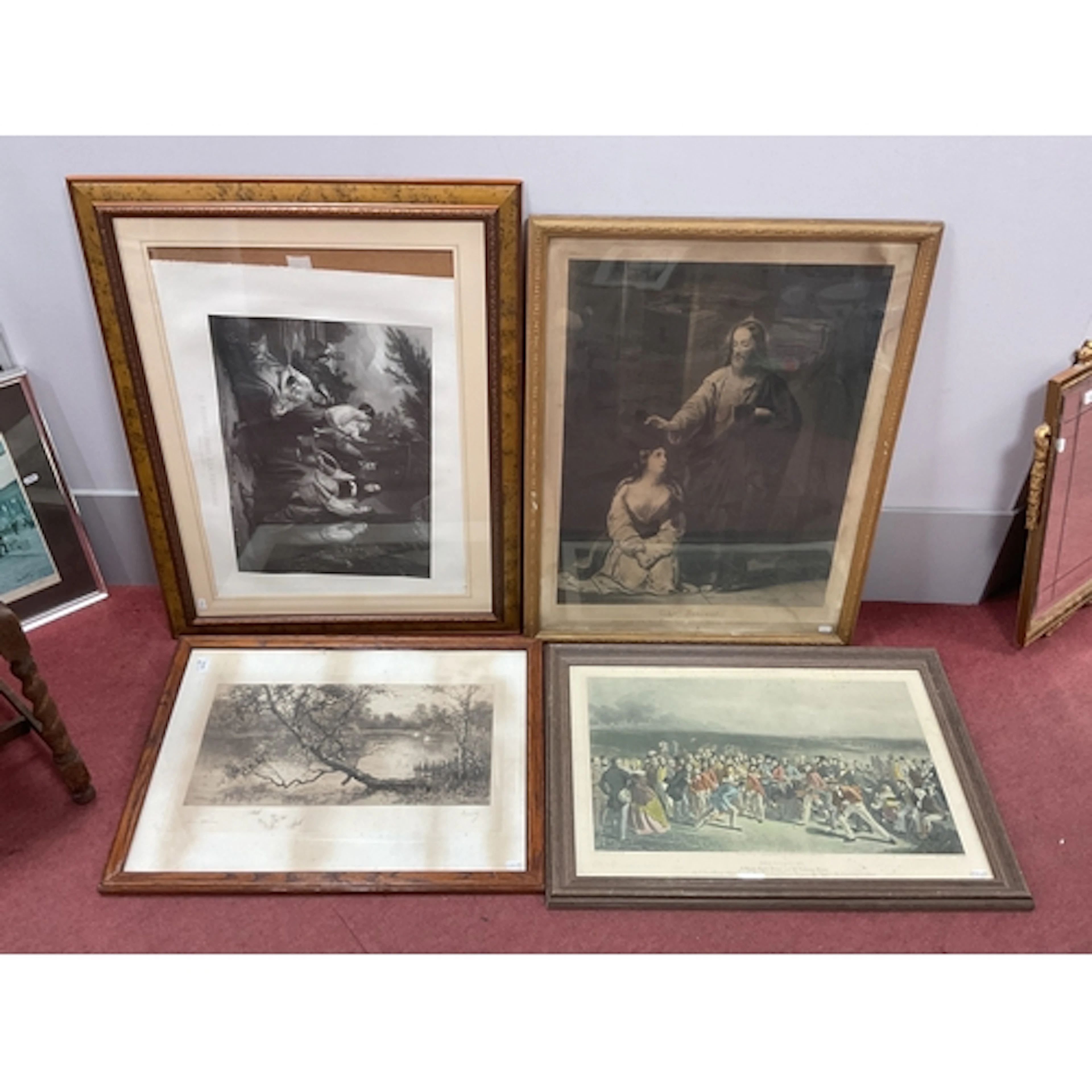 Four Large Framed Etchings and Engraving Prints: after James...