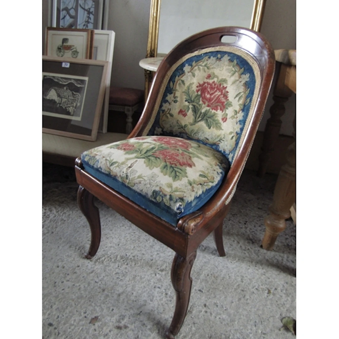 William IV Mahogany Tub Frame Armchair Needle Point Upholste...