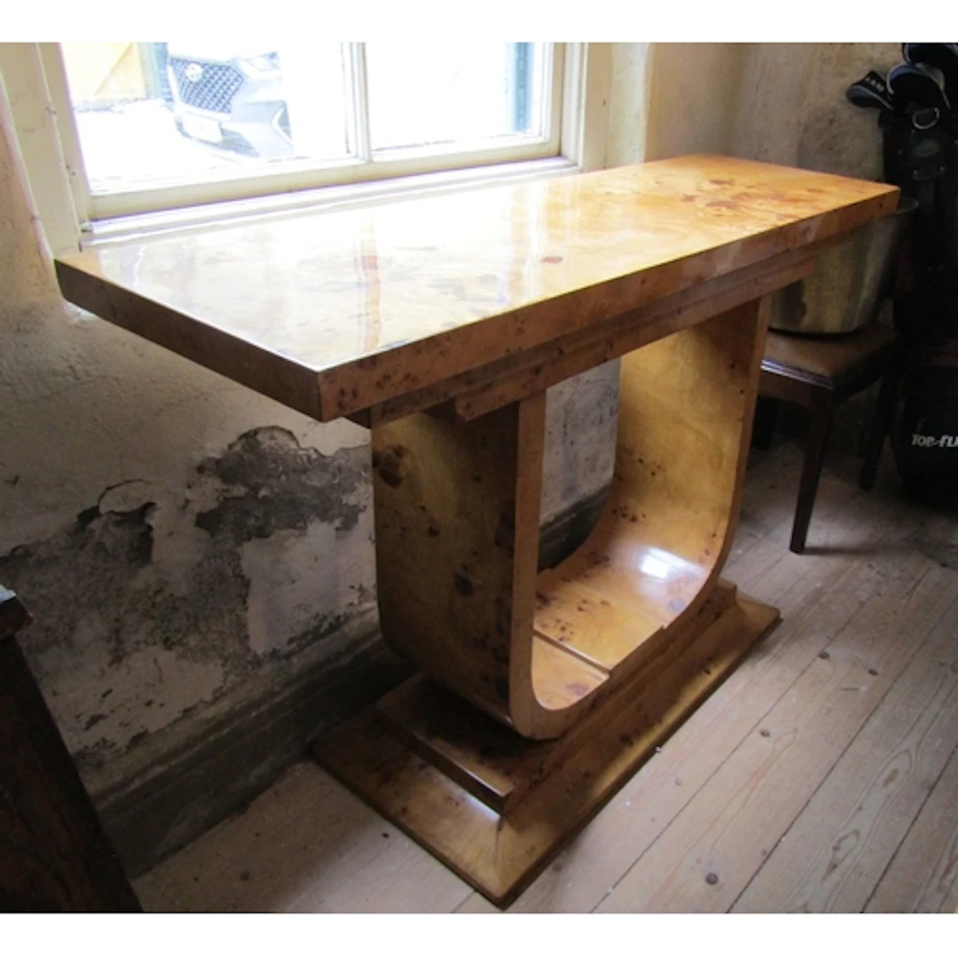 Maple Console Table Restrained Form Pedestal Base Top Approx...