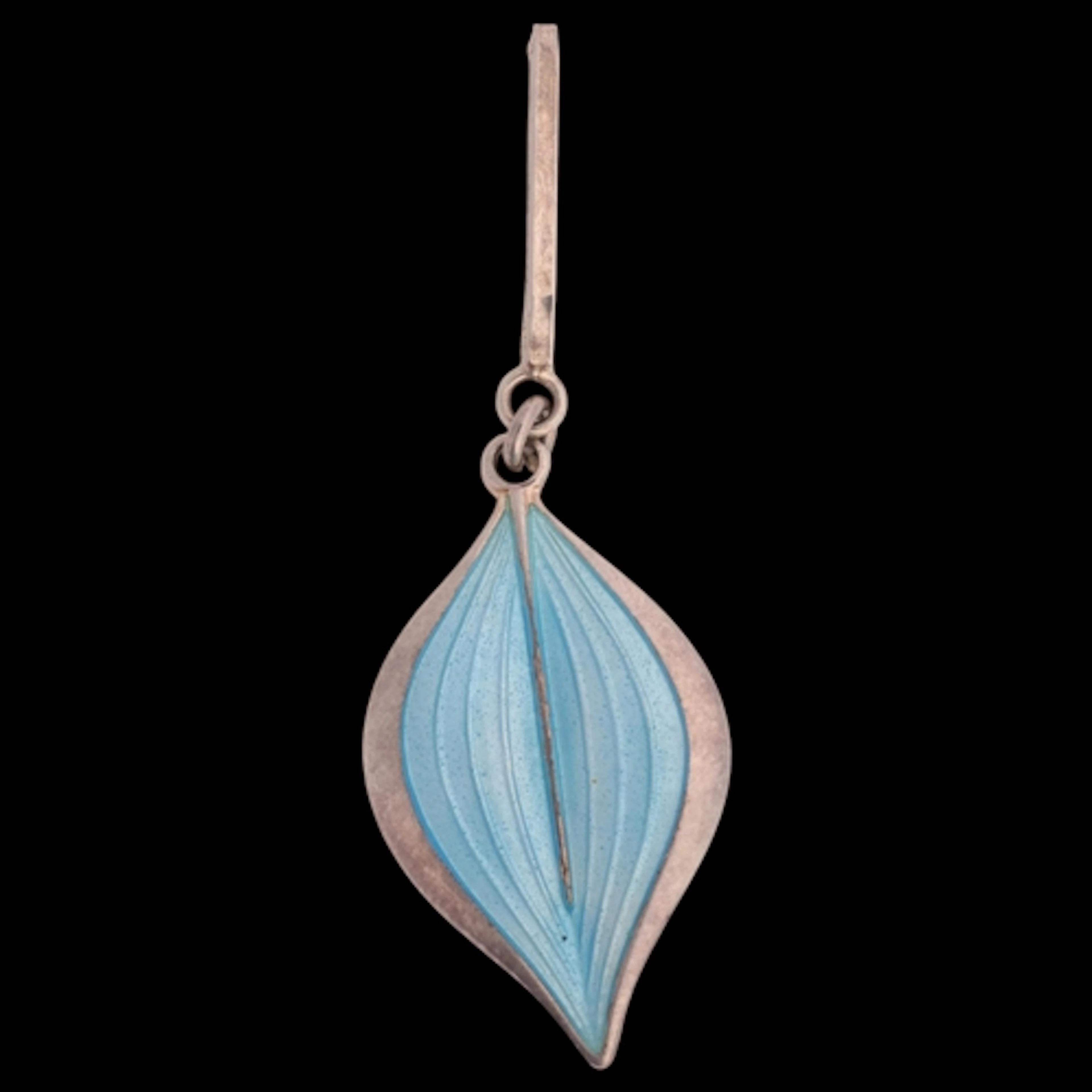 JEMAX - a Danish modernist sterling silver blue enamel leaf ...