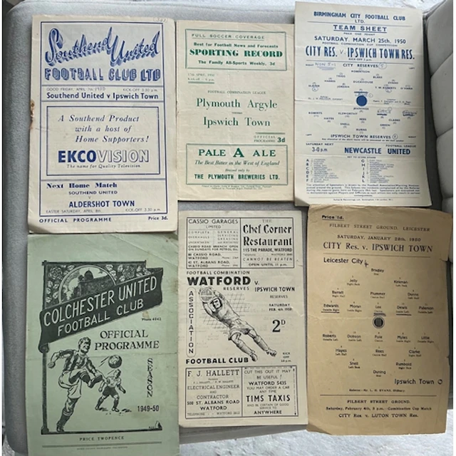 49/50 Ipswich Town Away Reserve Football Programmes: Include...