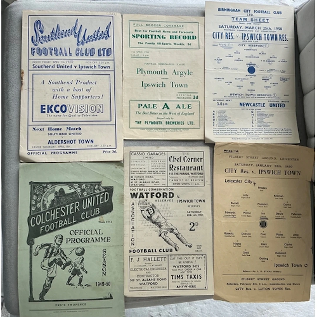 49/50 Ipswich Town Away Reserve Football Programmes: Include...
