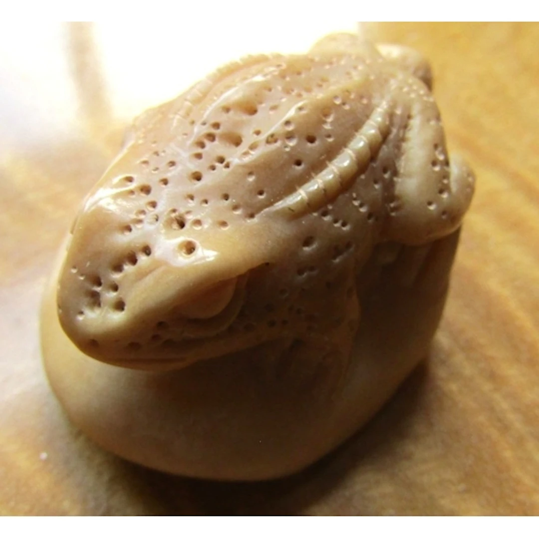 Japanese Carved Bone Netsuke Figure of Frog