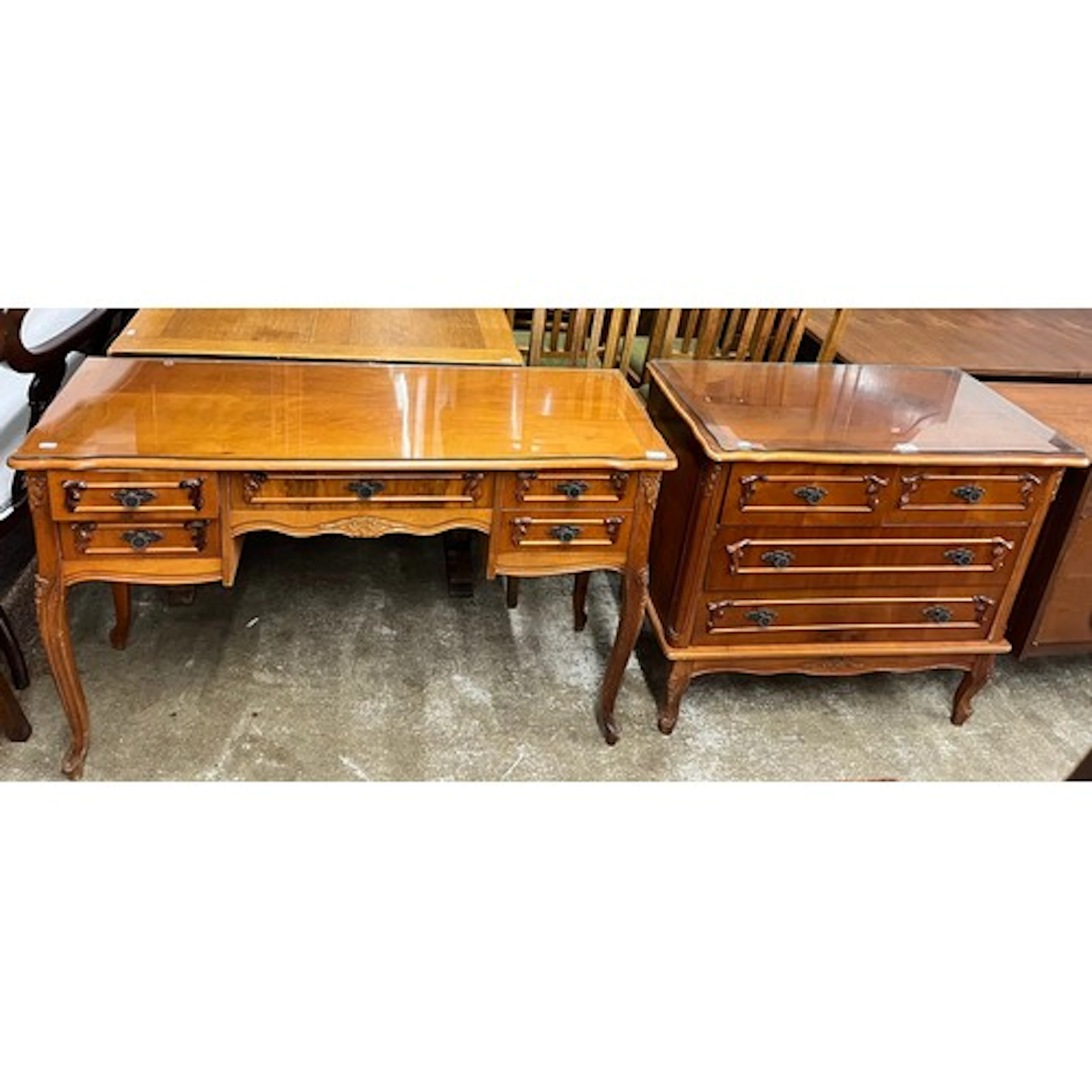 Continental carved chest of two short and two long drawers a...