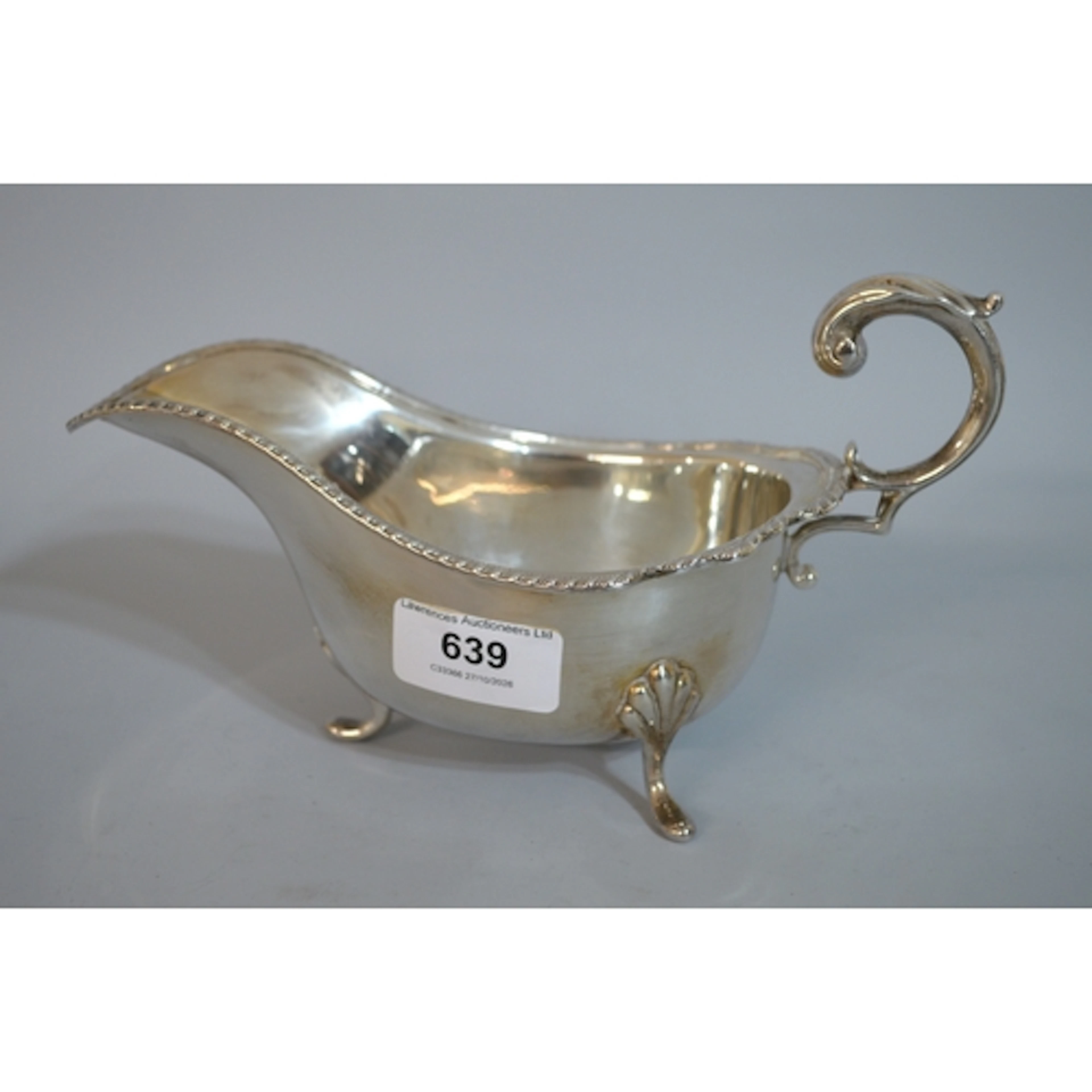 Silver (925 mark) sauce boat, in 18th Century style, 9.5oz t