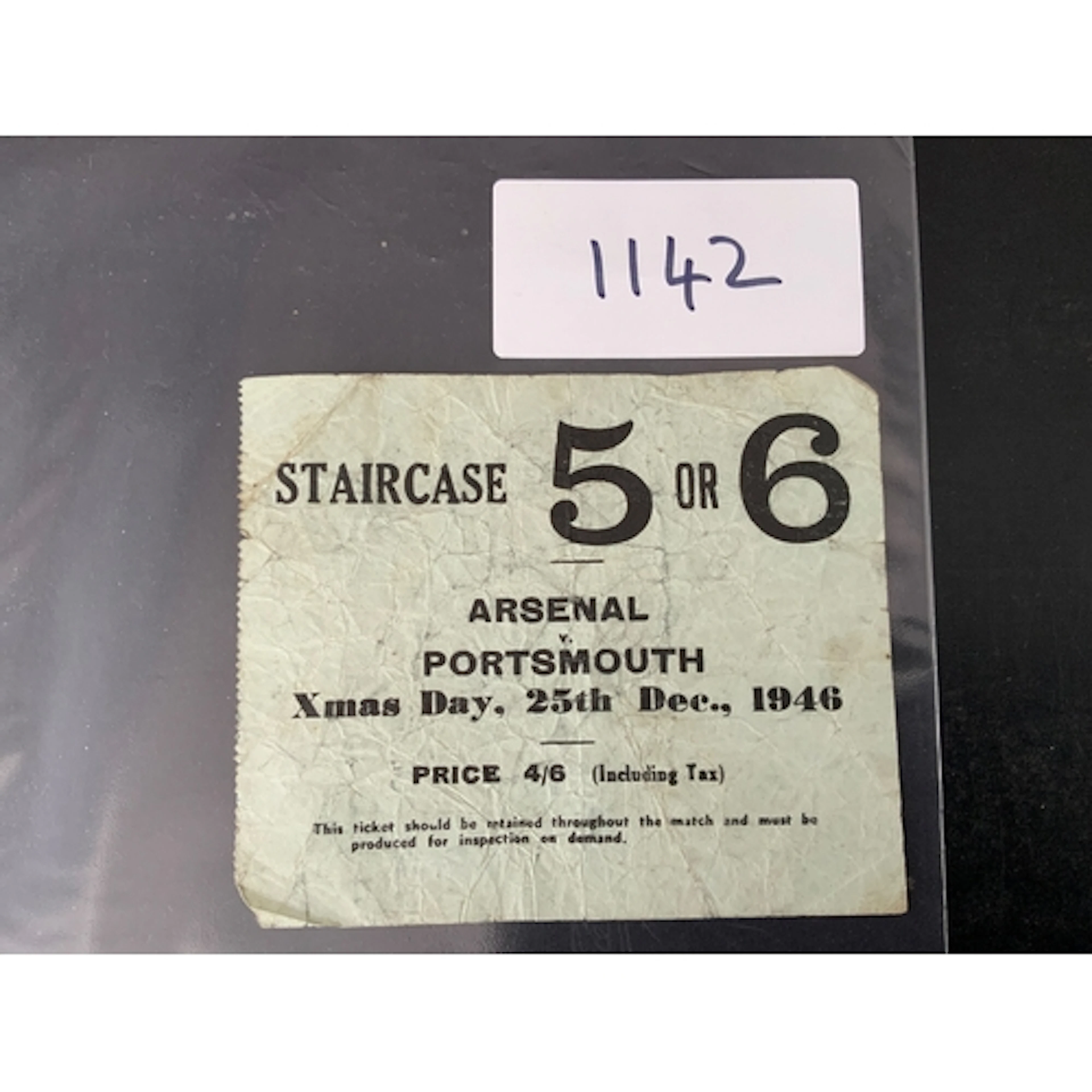 46/47 Arsenal v Portsmouth Football Ticket: Christmas Day ti...