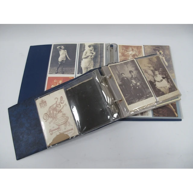 Two Albums of Postcards, usually portraits - many female nud...