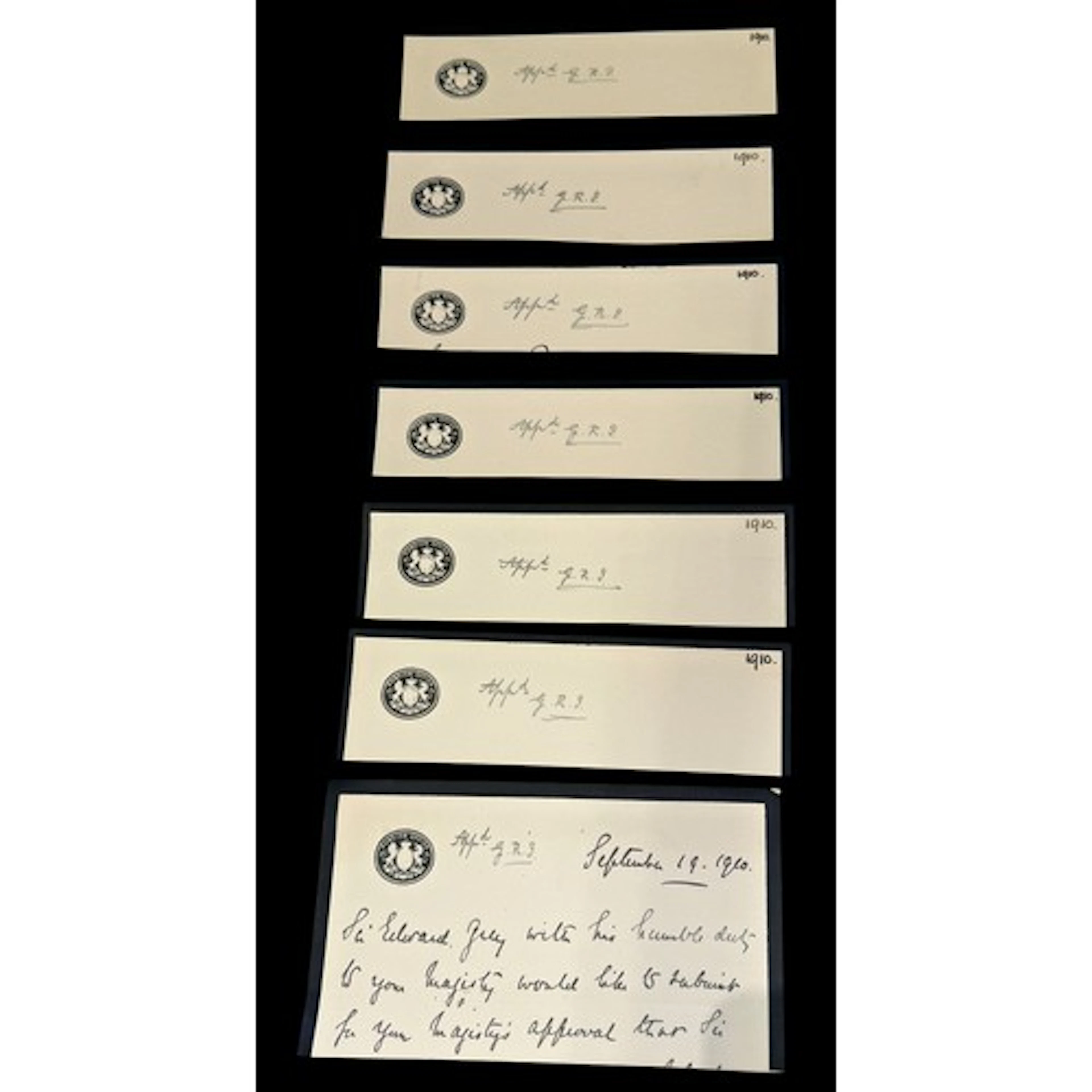 KING GEORGE V (1865-1936). A group of five royal approval in...