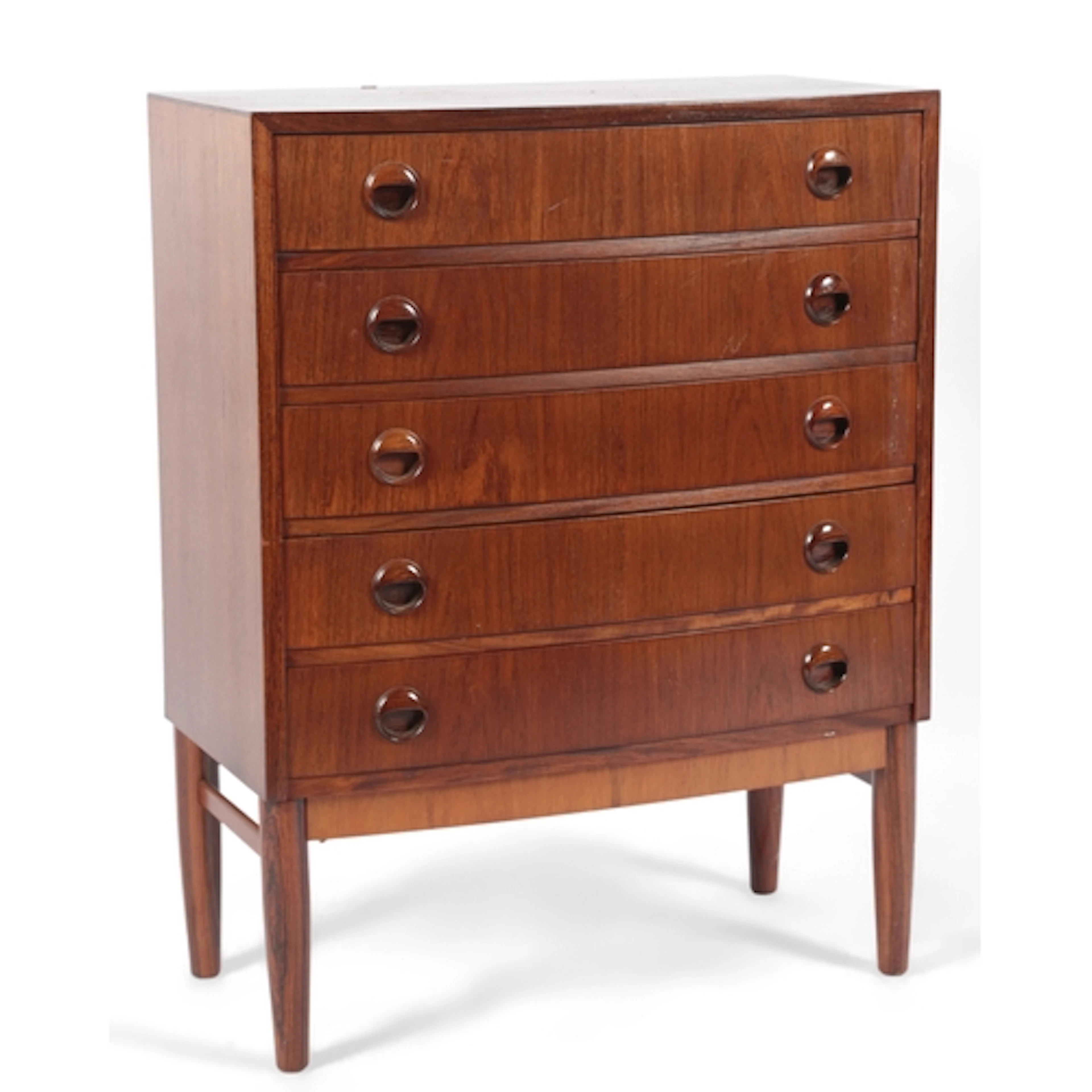 Kai Kristiansen (Danish, b. 1929): A teak bow-front chest of...