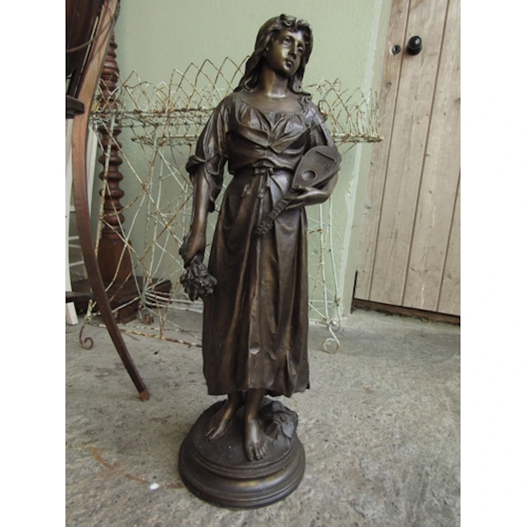 Antique Bronze Sculpture of Lady Approximately 26 Inches Hig...