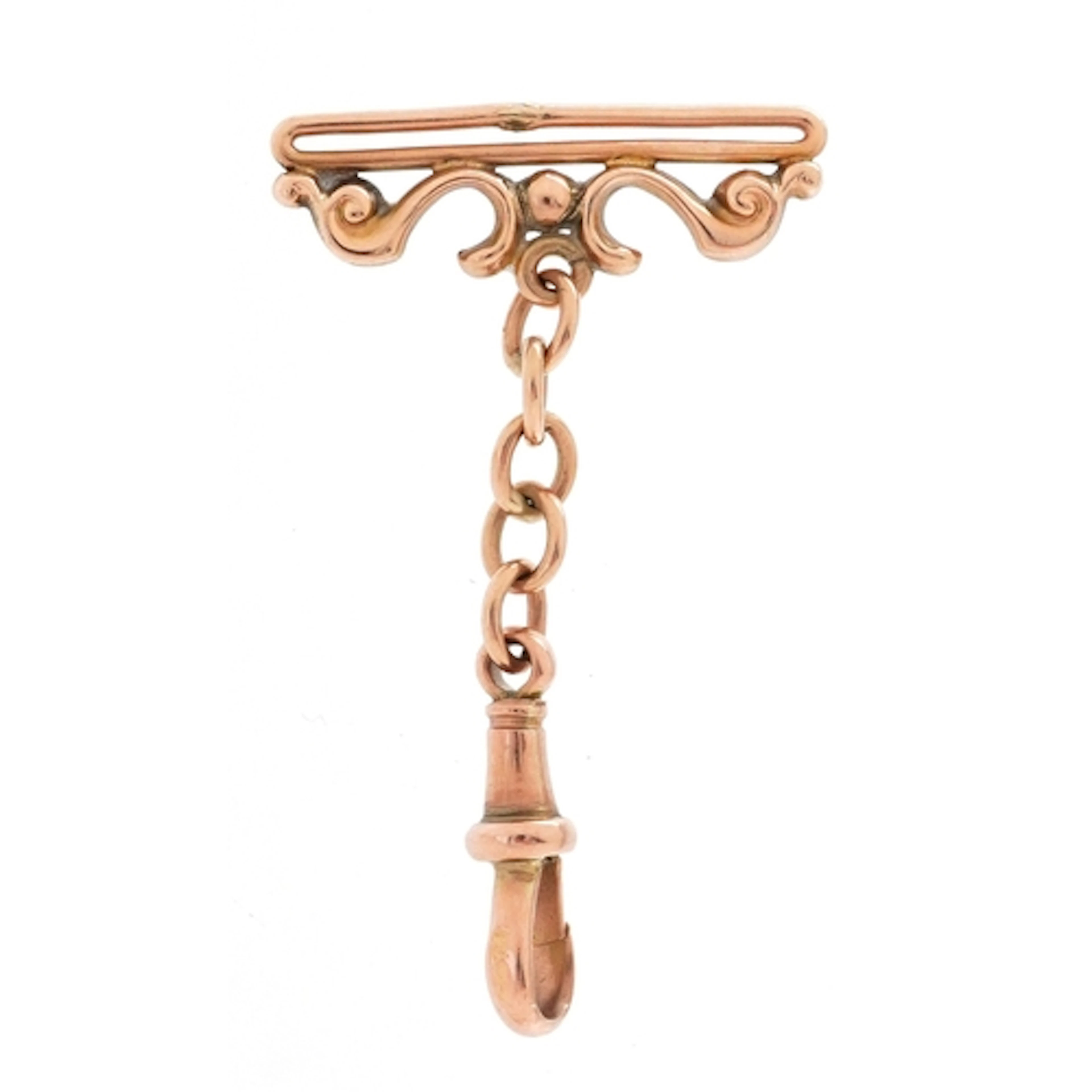Victorian 9ct rose gold fob watch clasp, 4cm high, 2.4g.