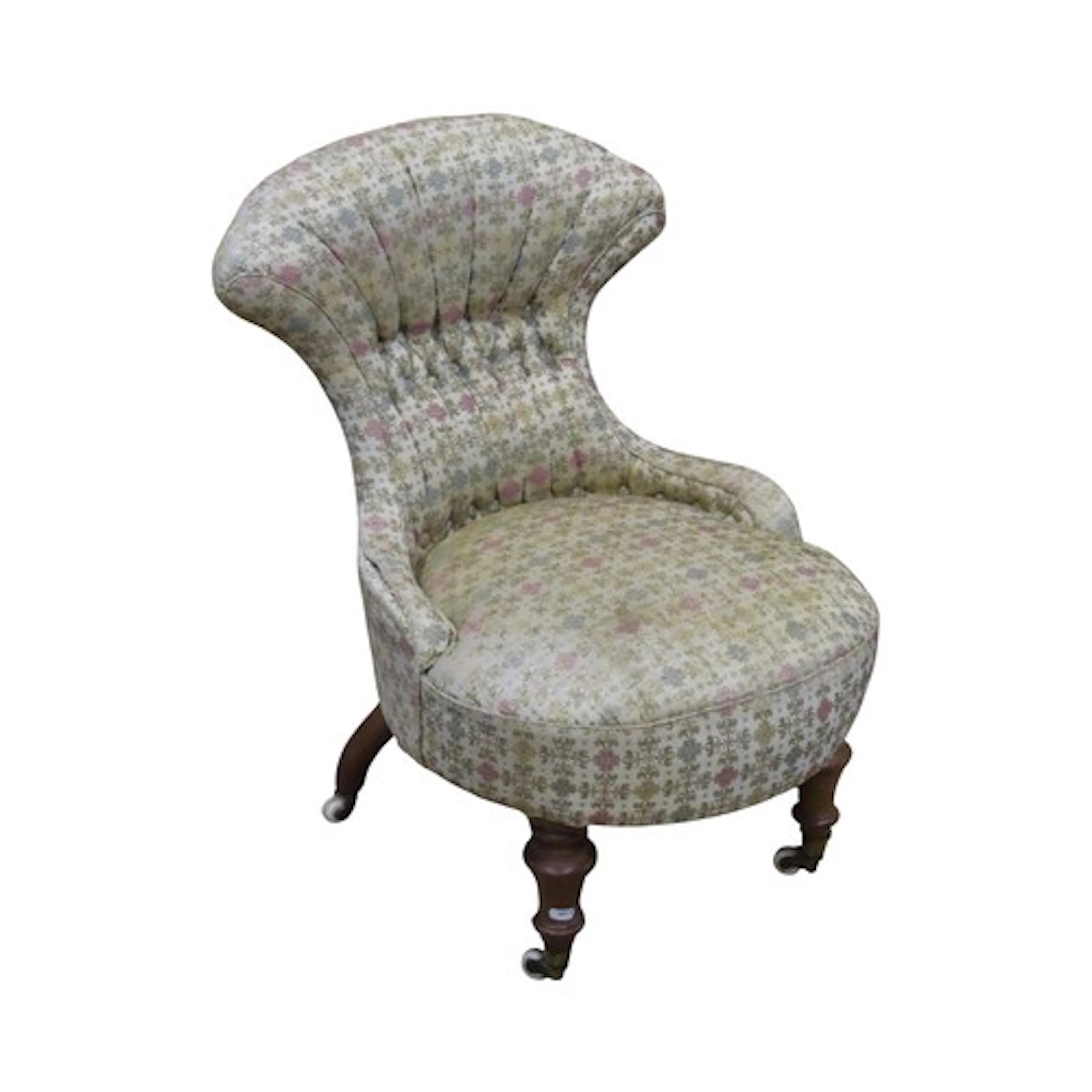 A Victorian nursing chair with upholstered seat and button b...