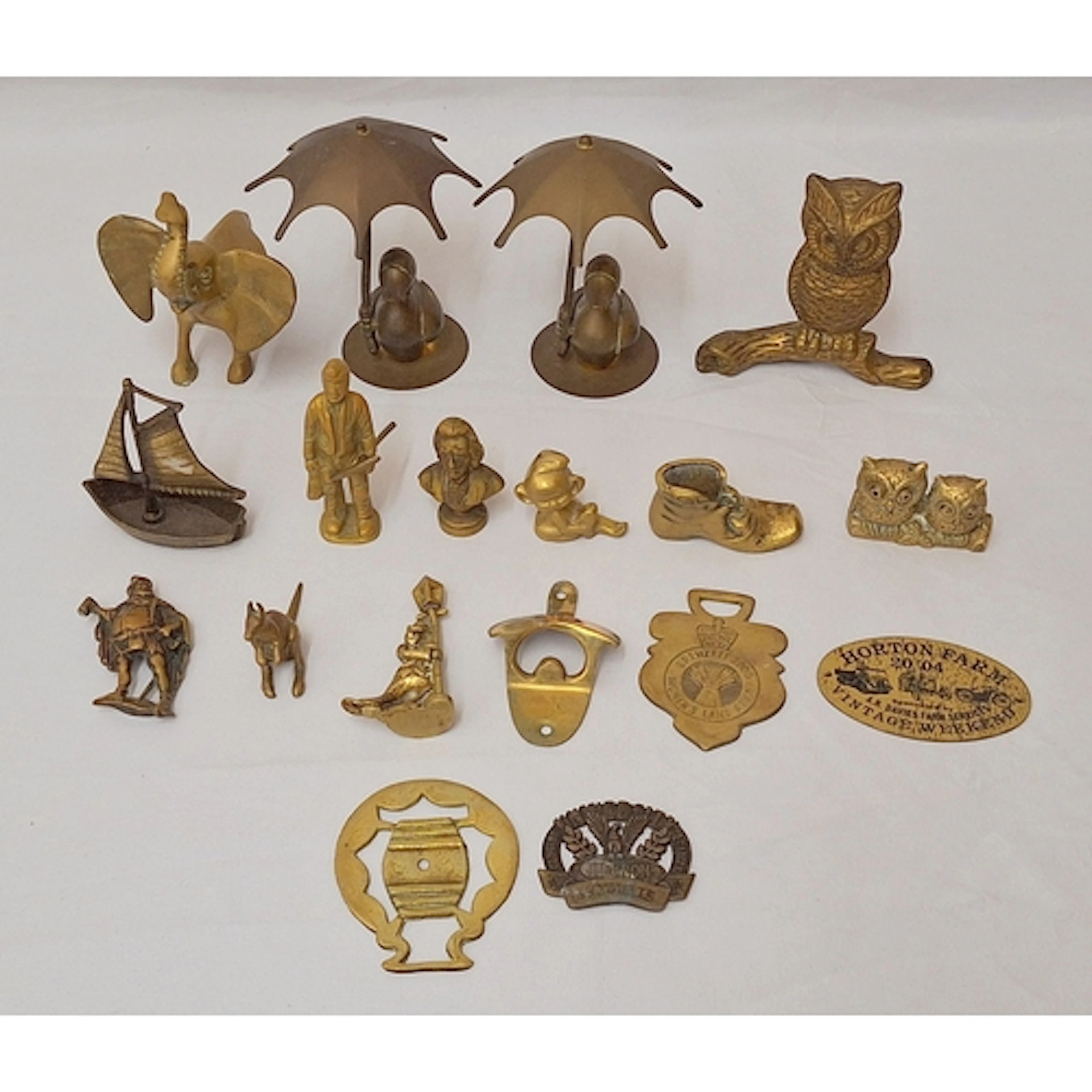 Miniature Brass incl. elephant, owls, kangaroo, sail boat, b...