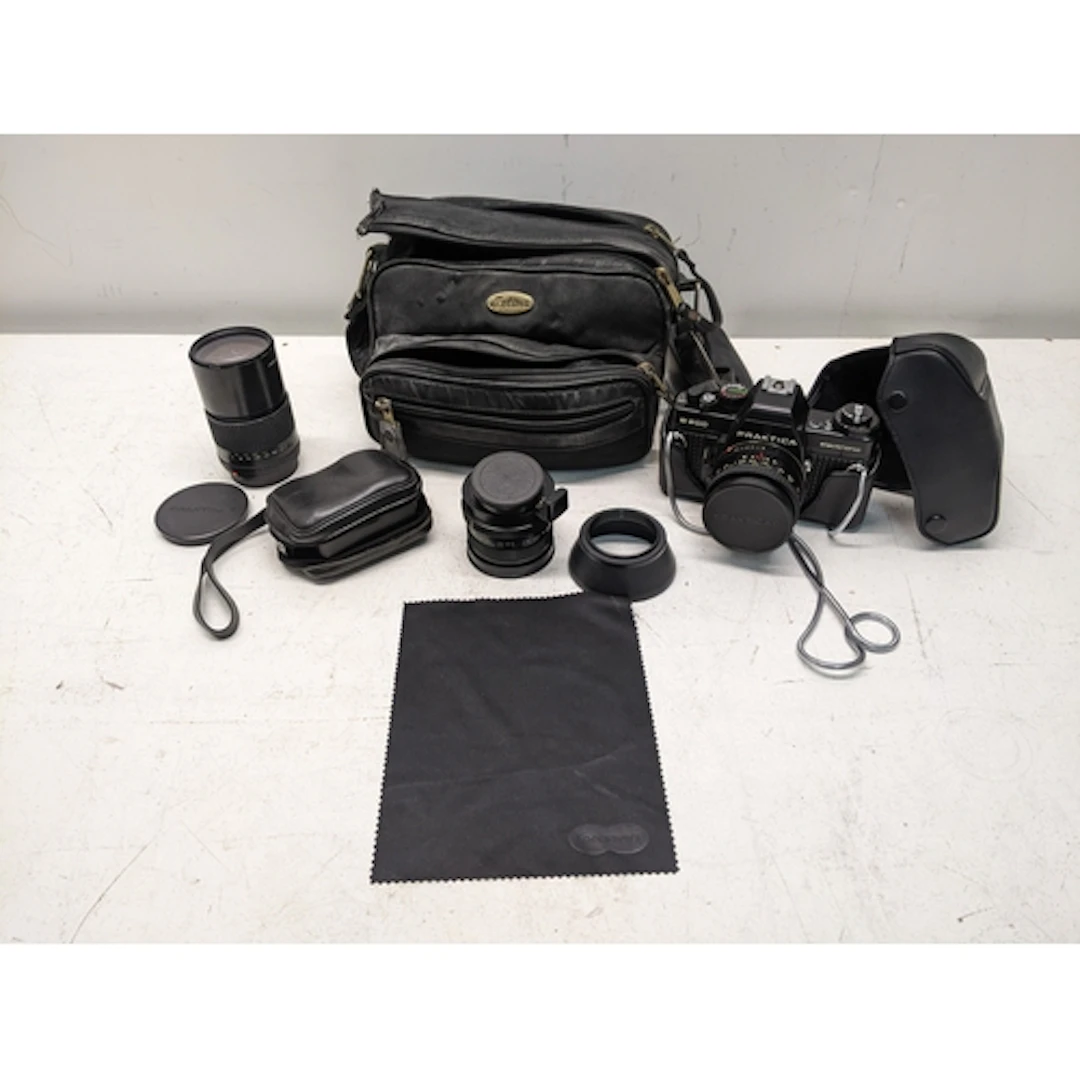 A Praktica B200 electronic film camera, with additional lens...
