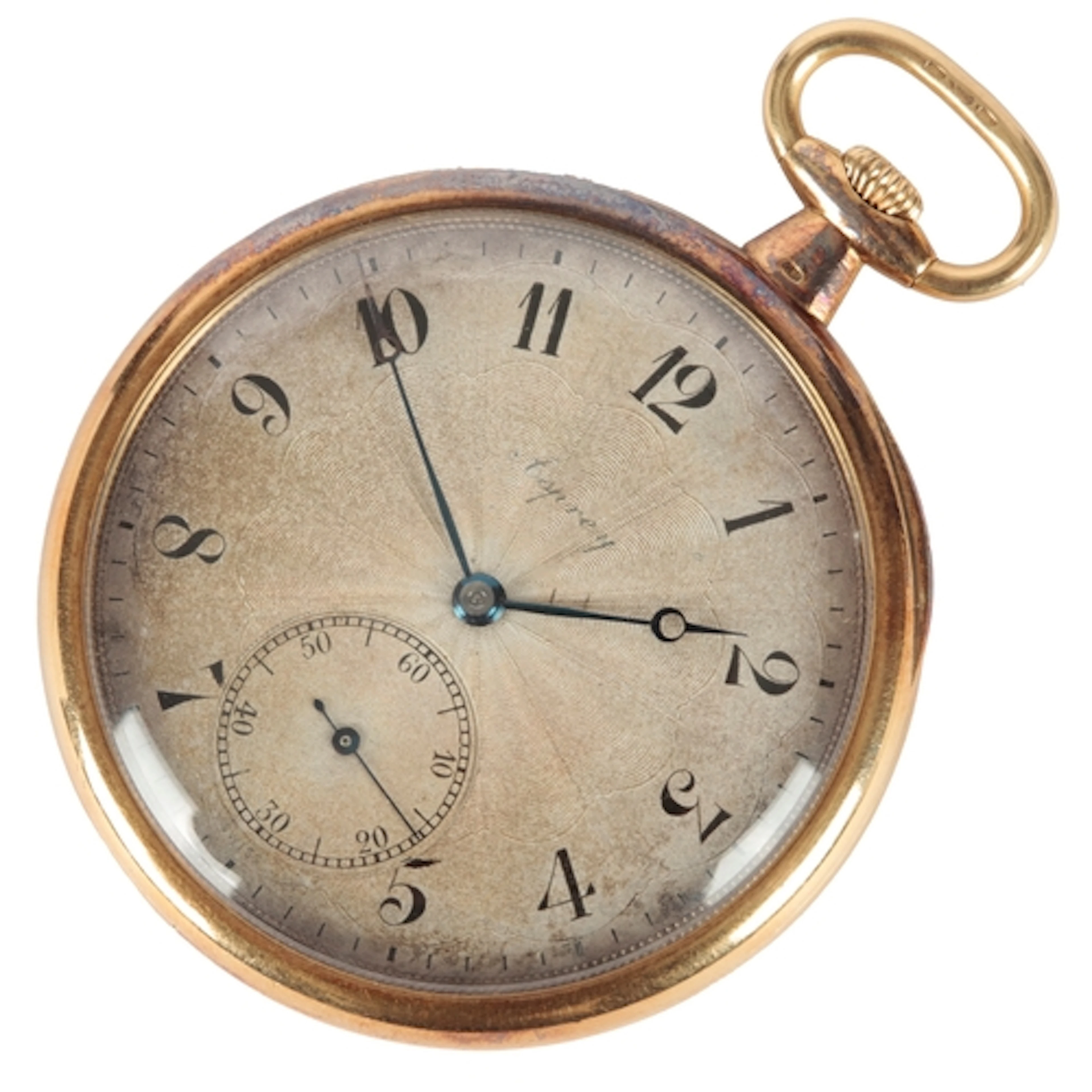A George V 18ct gold open faced keyless dress pocket watch, ...
