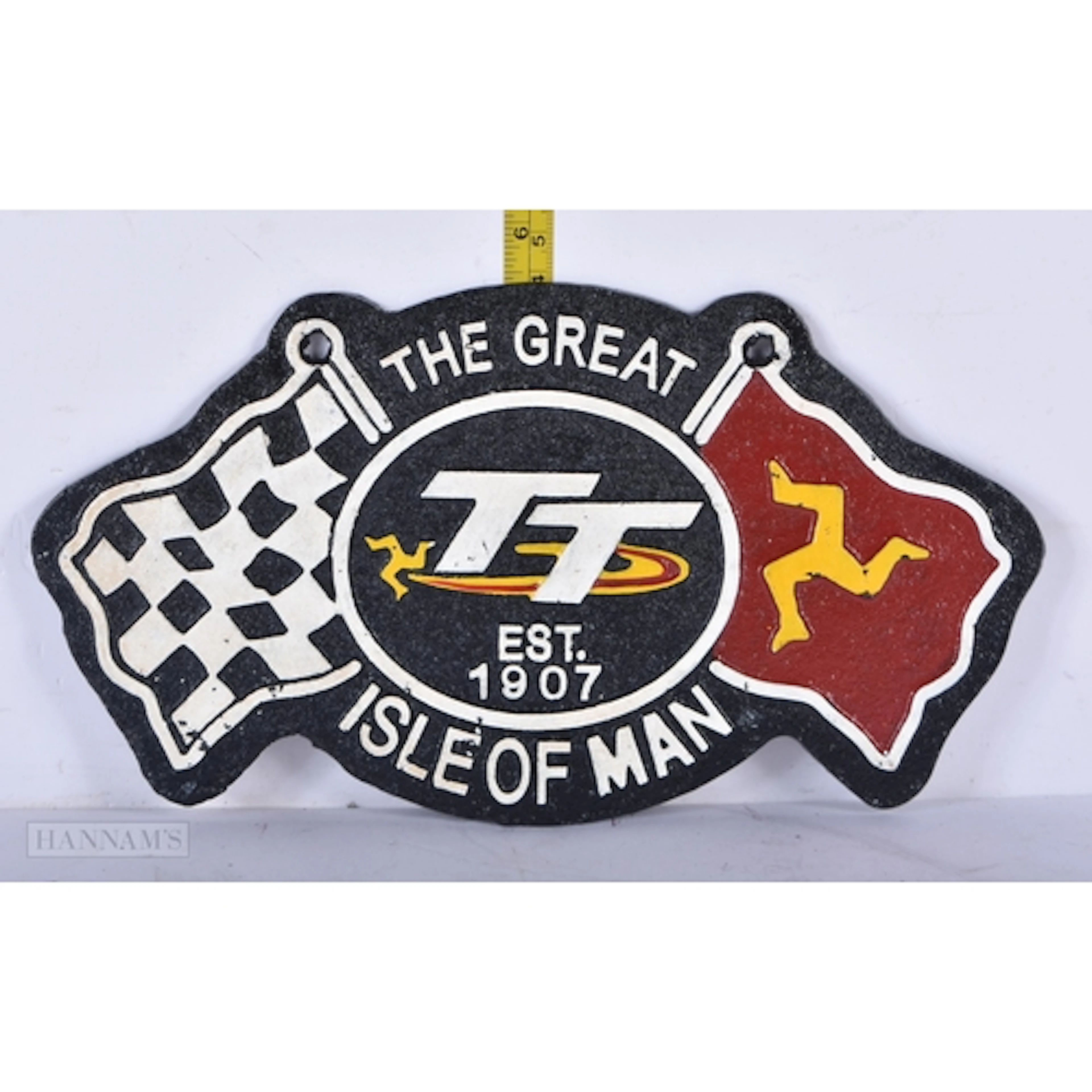 A cast Iron Isle of Man TT sign 26cm
