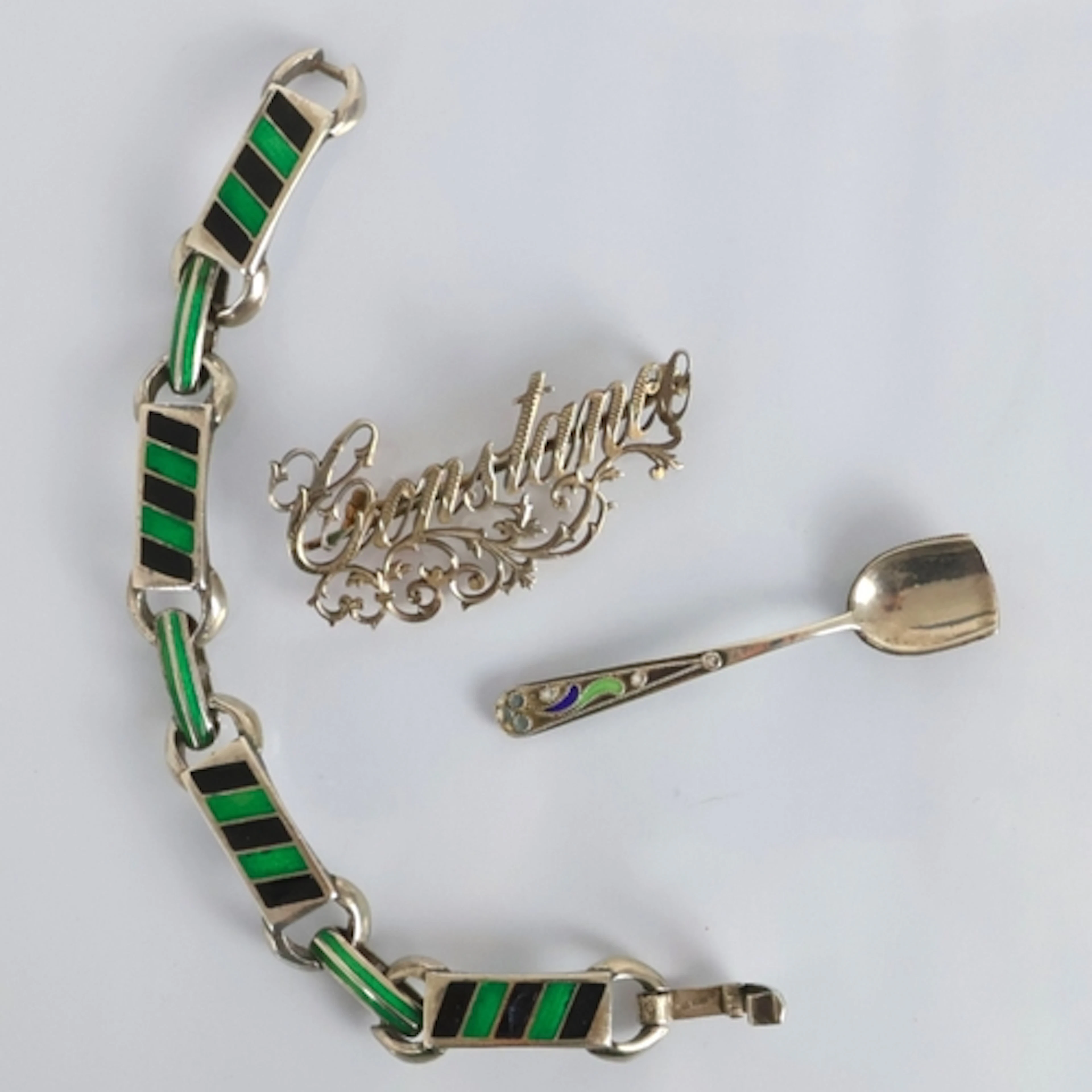 A selection of jewellery and silver, including a white metal...