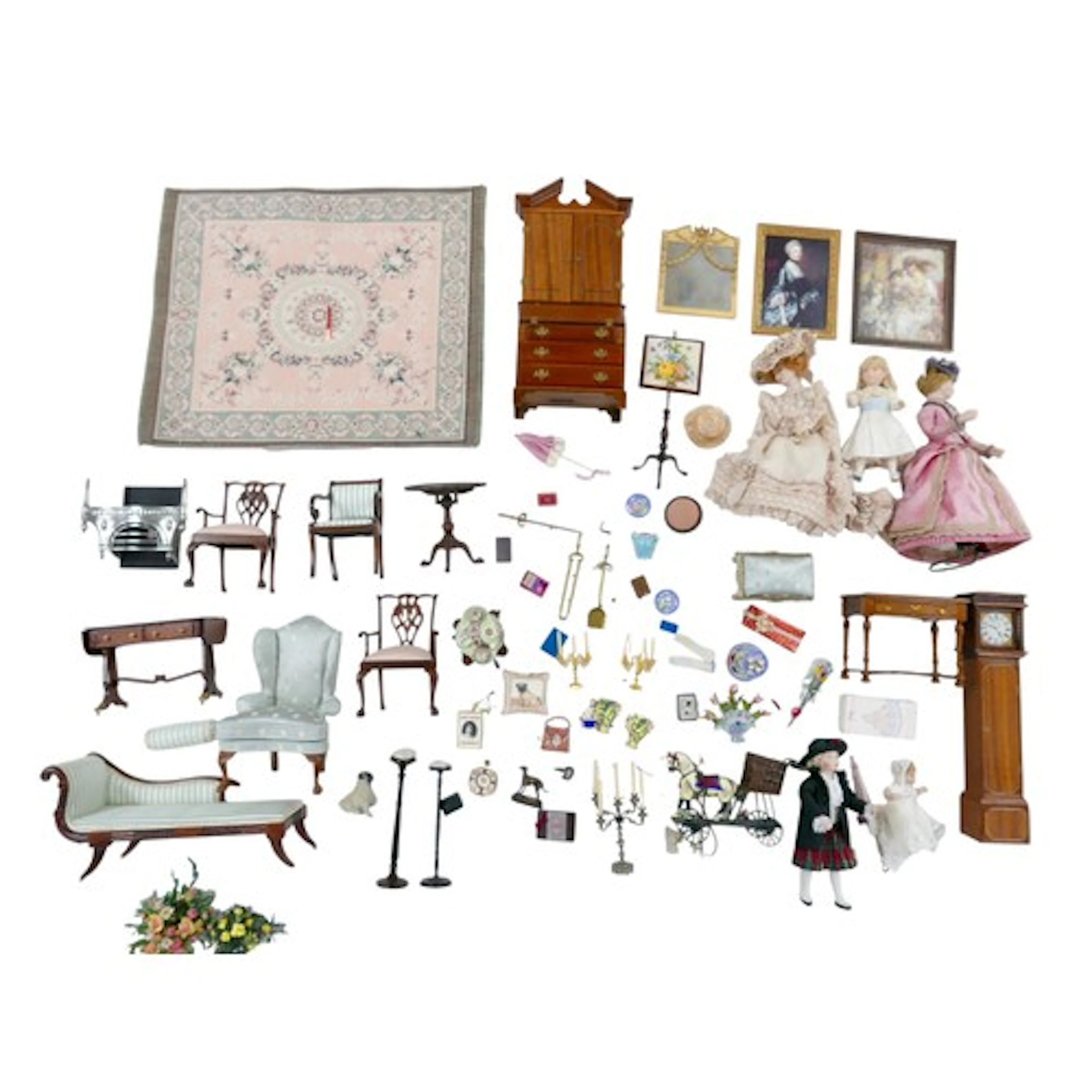 A quantity of miniature doll's house furniture and accessori...