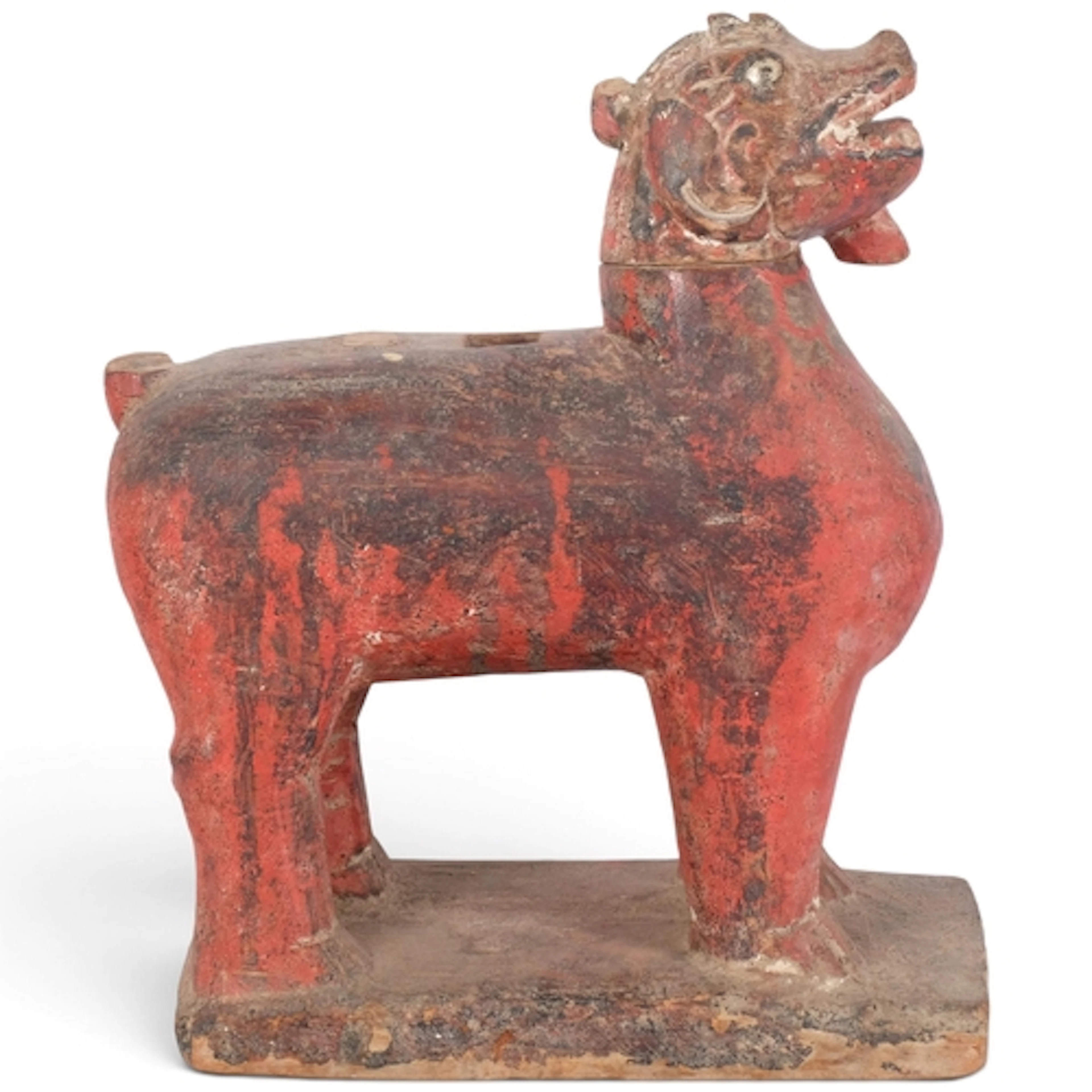 An Antique Indian carved and painted wood Folk Art mythical ...