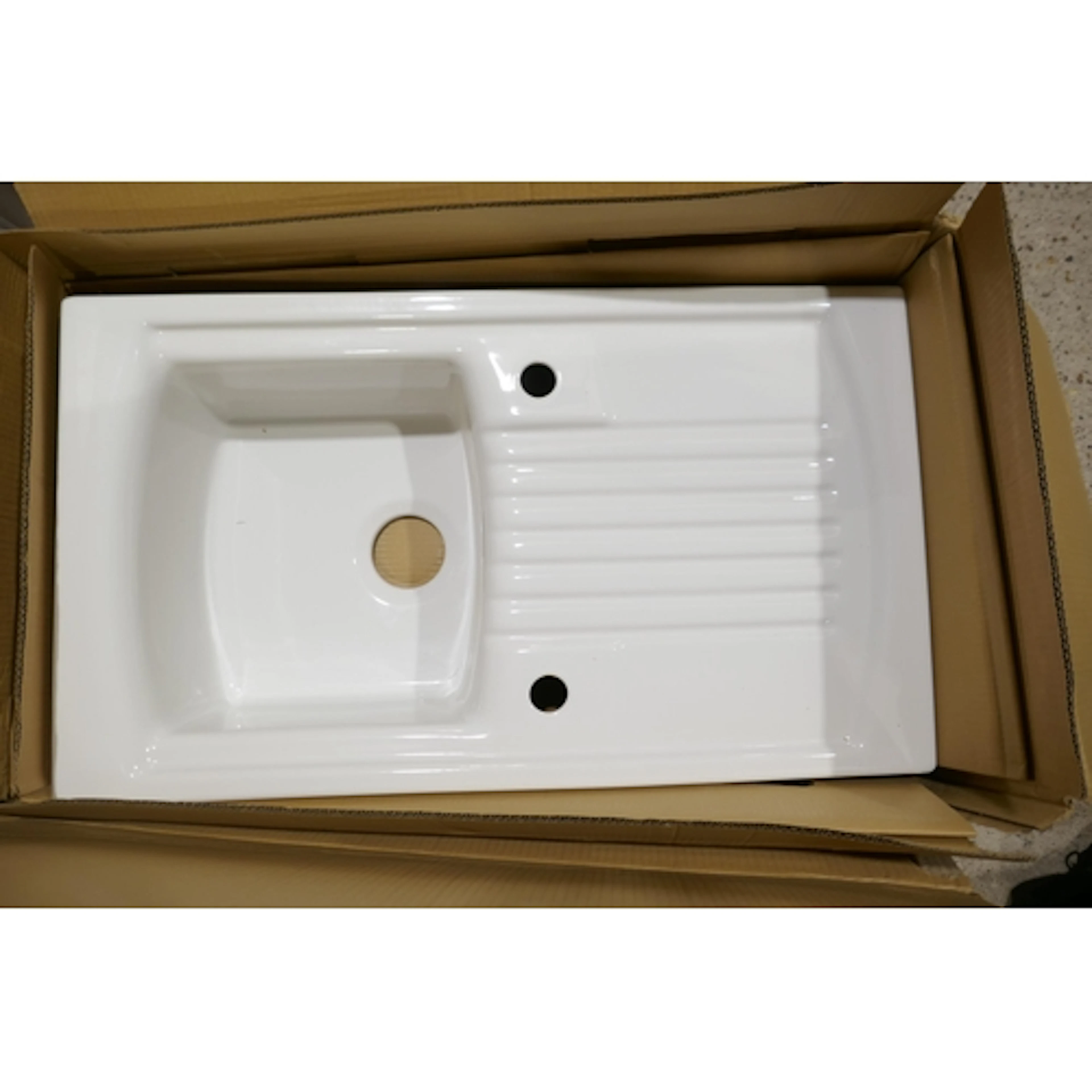 A Paros 1.0 bowl right hand draining undermount white ceram...