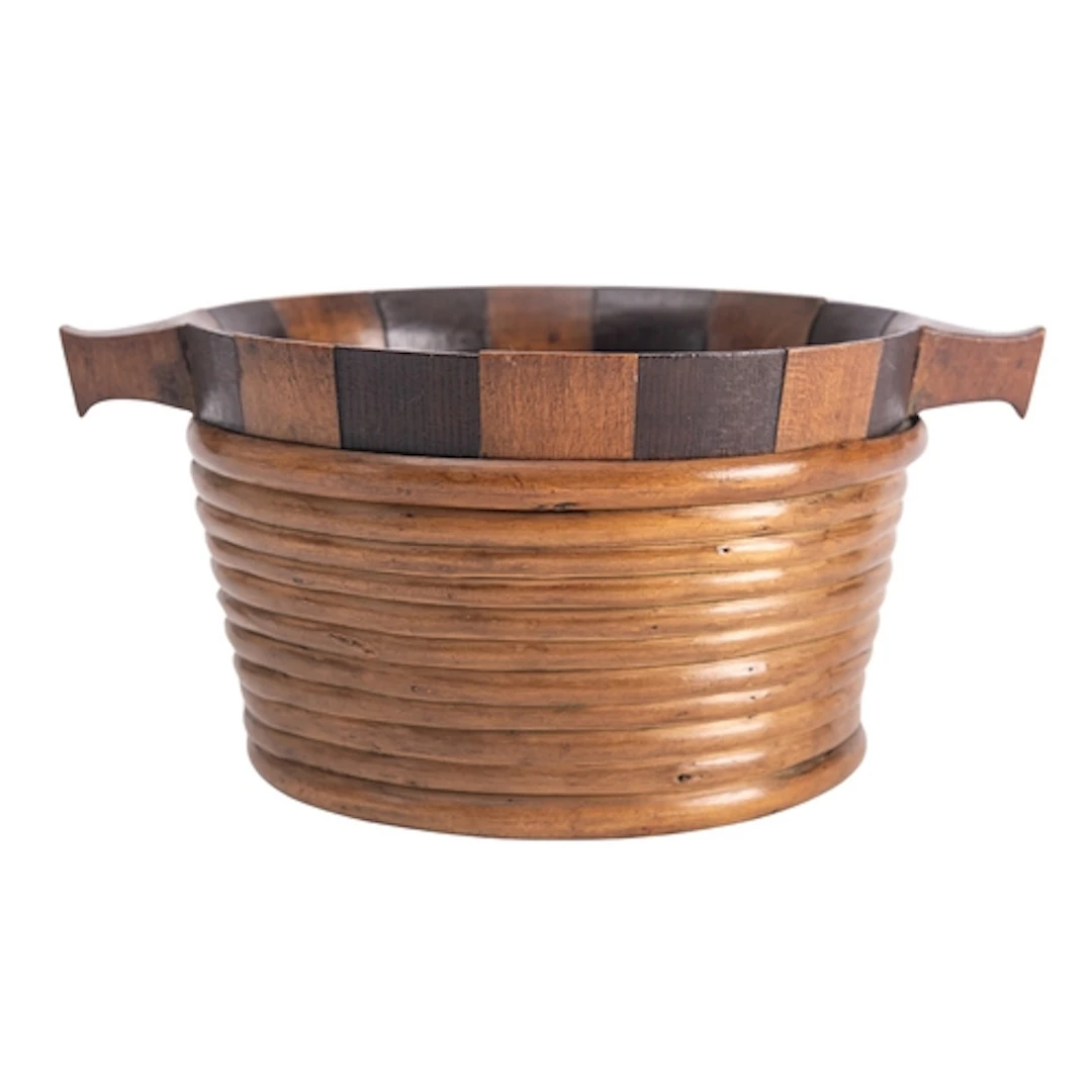 A Scottish Victorian staved treen and rush banded luggie, la...