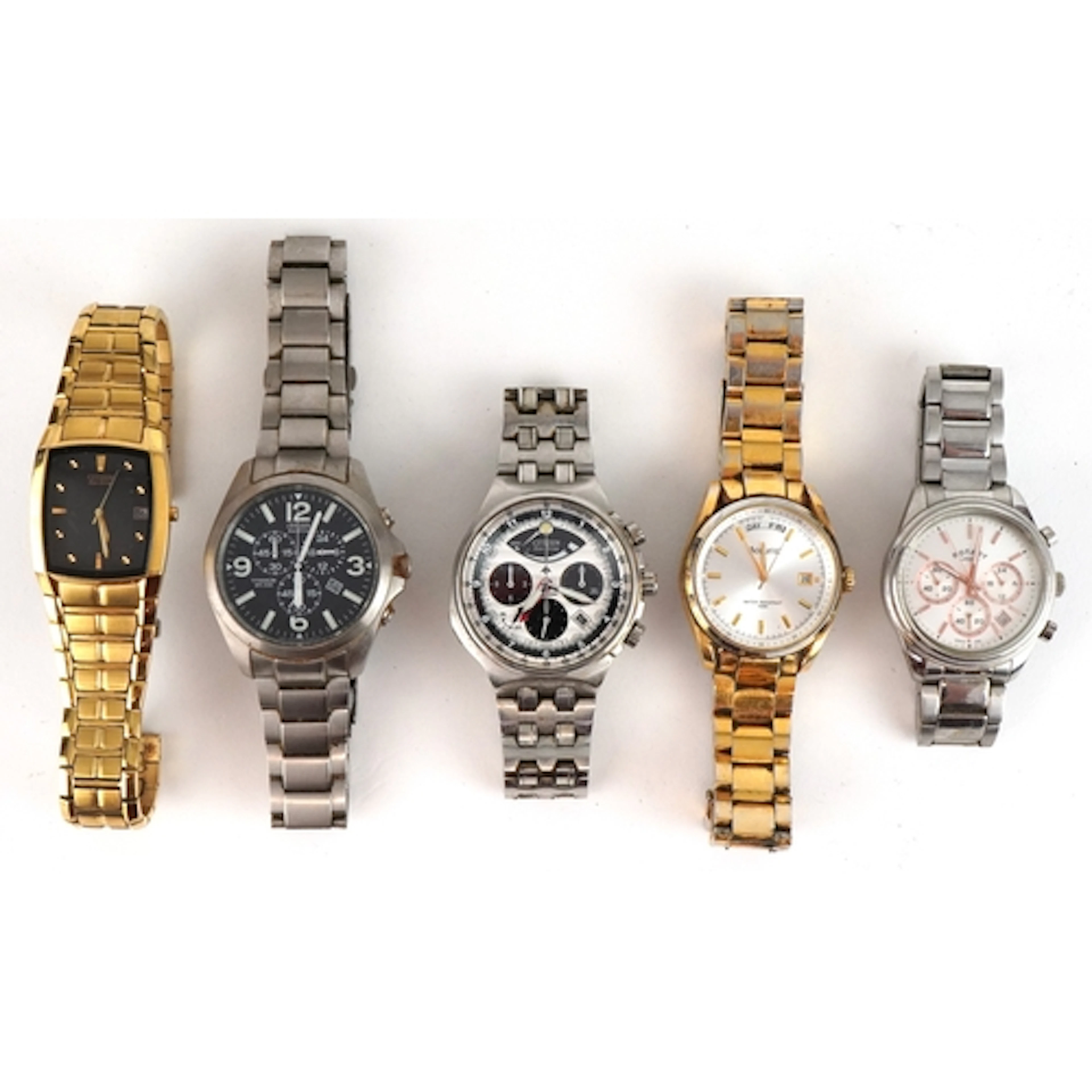 Five vintage gentlemen's wristwatches comprising Citizen Eco...