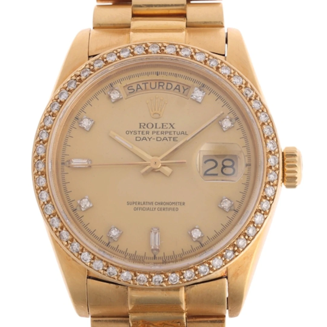 ROLEX - an 18ct gold diamond Oyster Perpetual Day-Date autom...