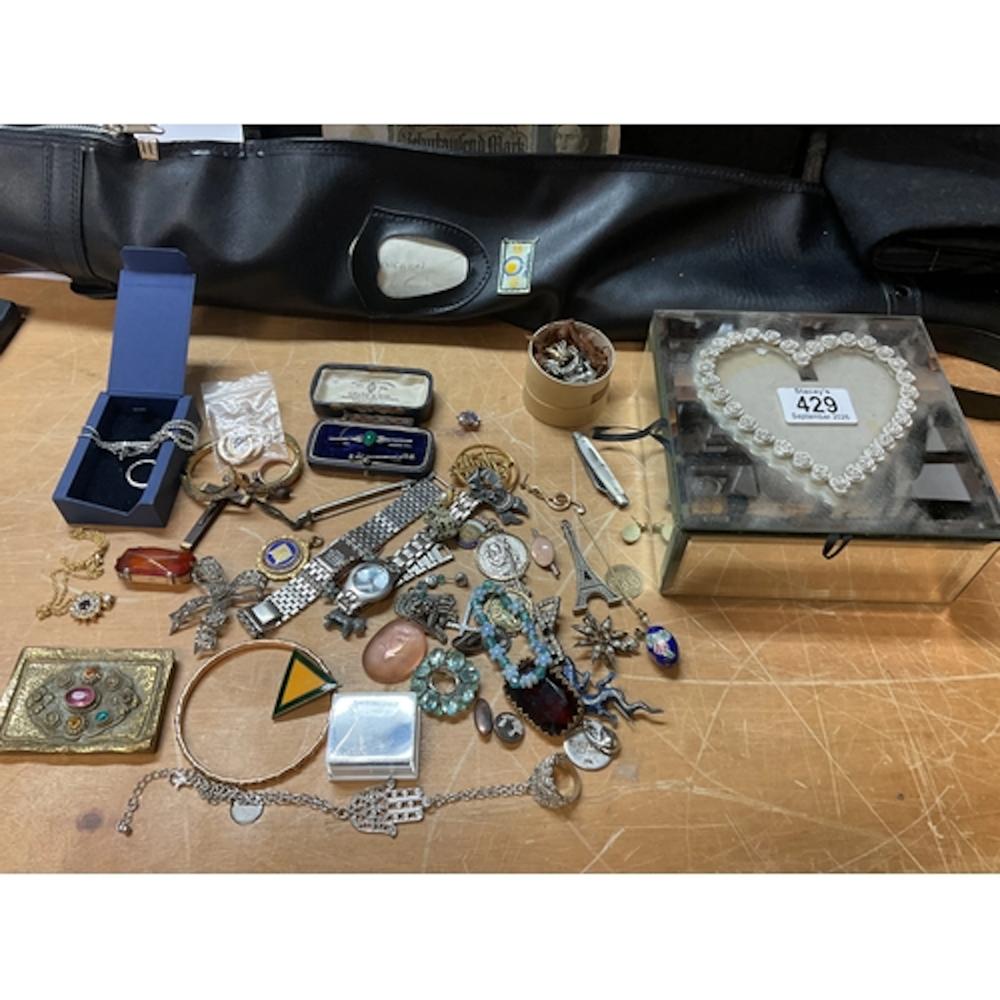Box of dress jewellery to inc Swarovski bracelet and ring an...