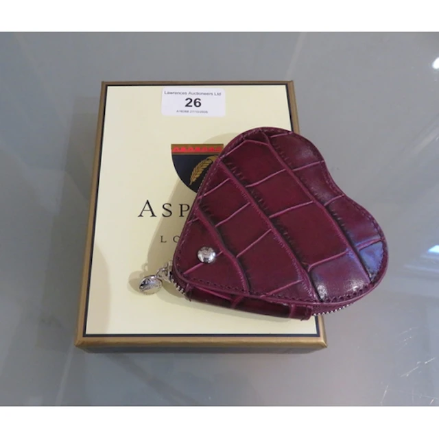 Aspinal of London, a leather heart shaped purse, with origin...