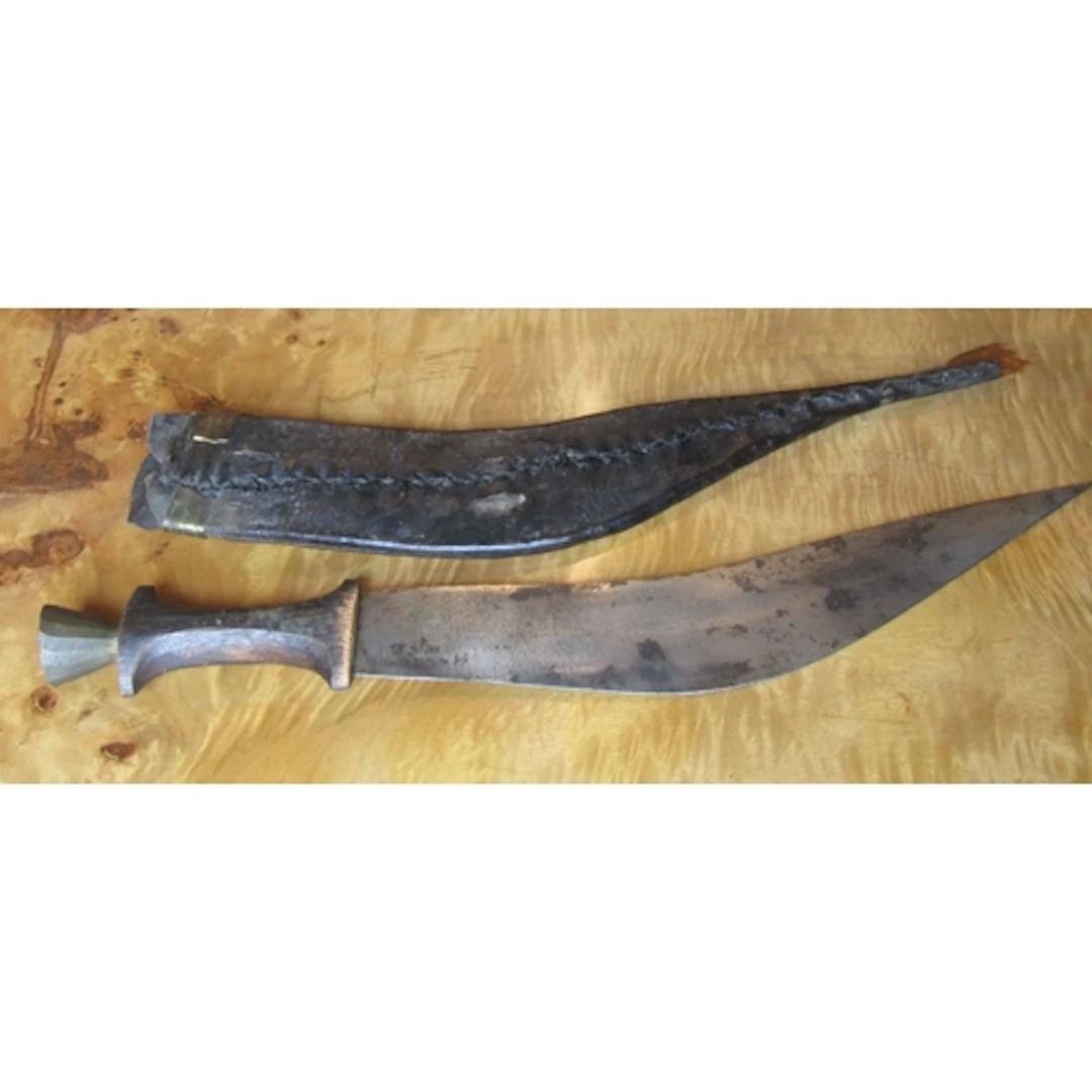 Unusual Dagger with Leather Handle and Scabbard