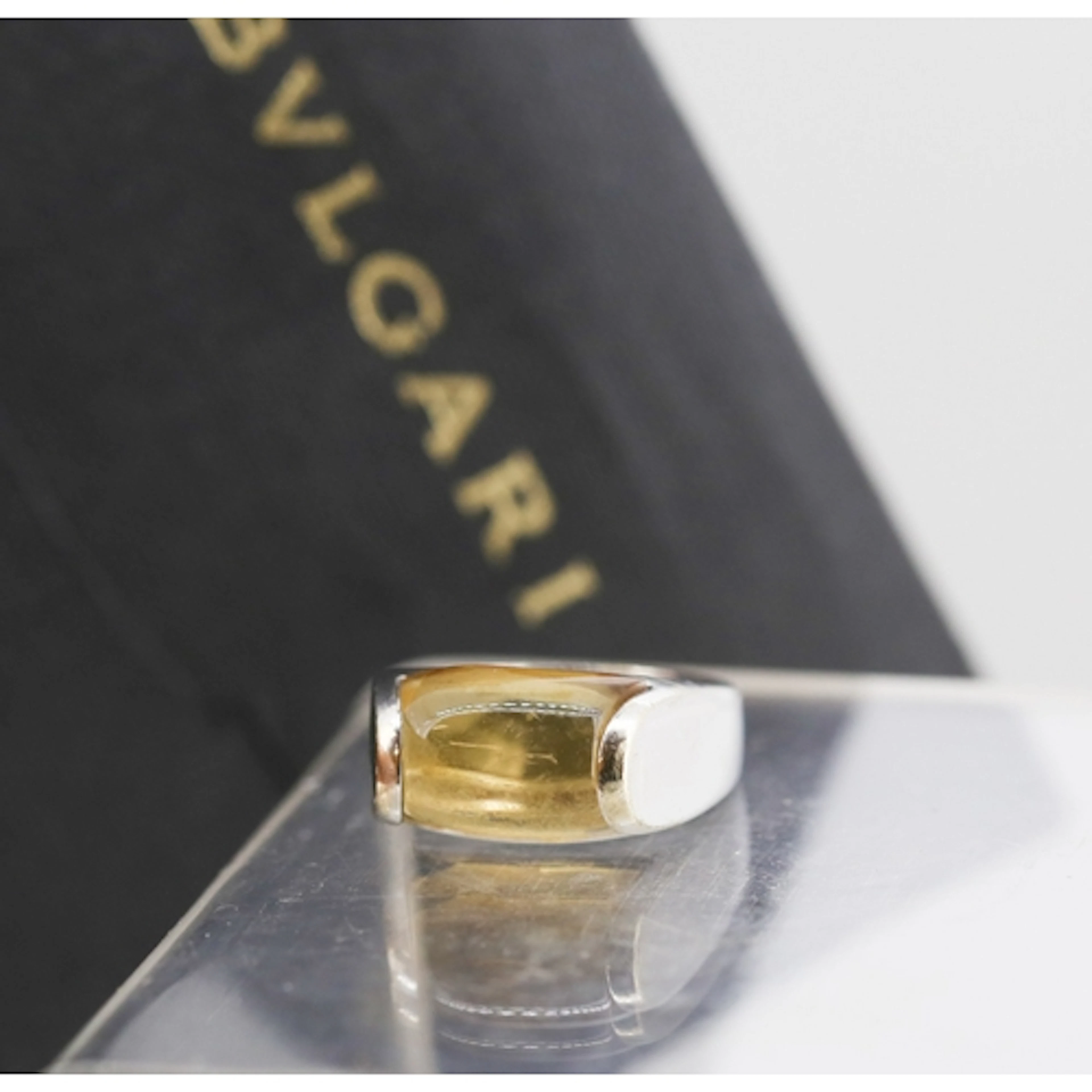 BVLGARI Citrine Set Single Stone Ring Mounted in 18 Carat Wh...