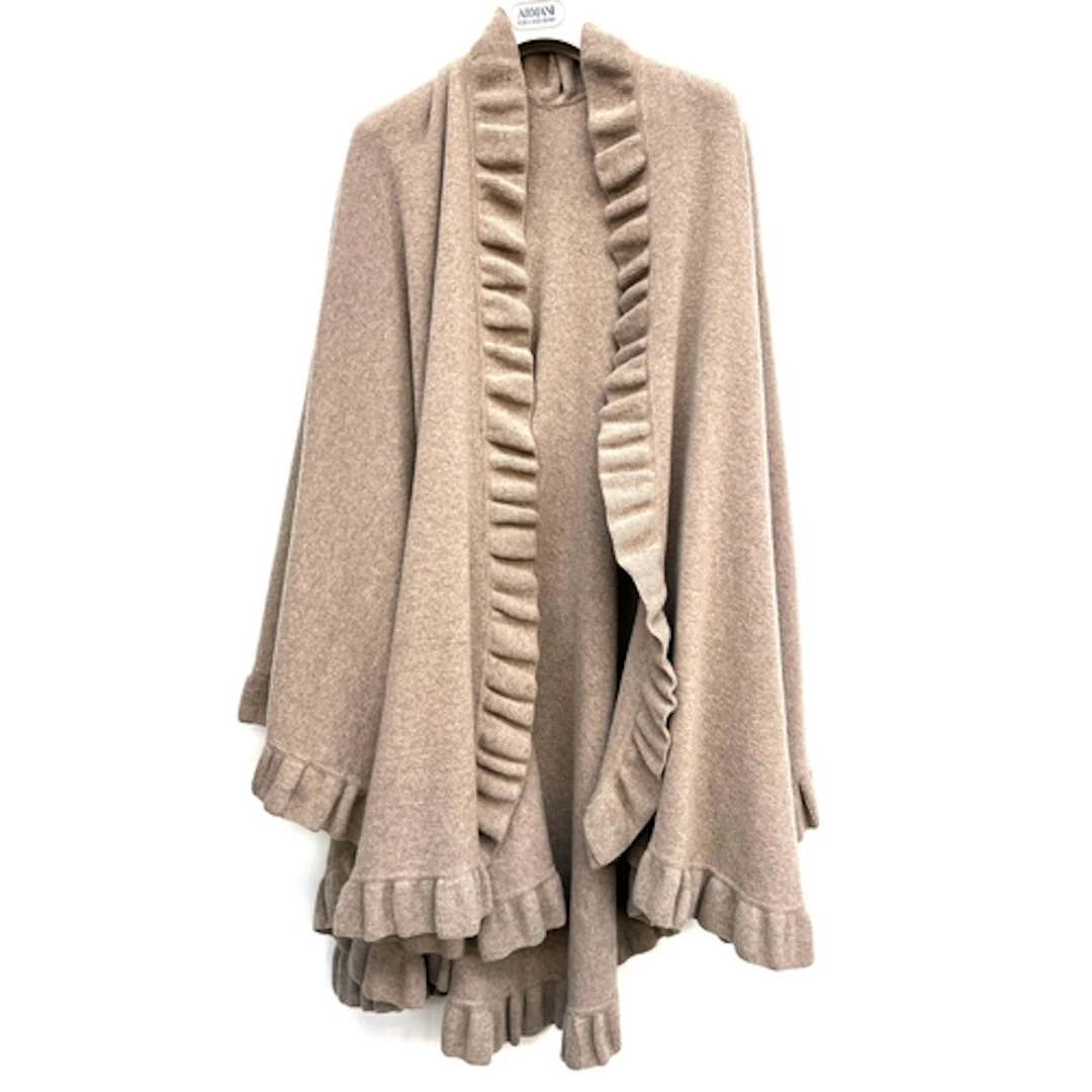 A vintage Aquascutum heavy brown lambswool cape