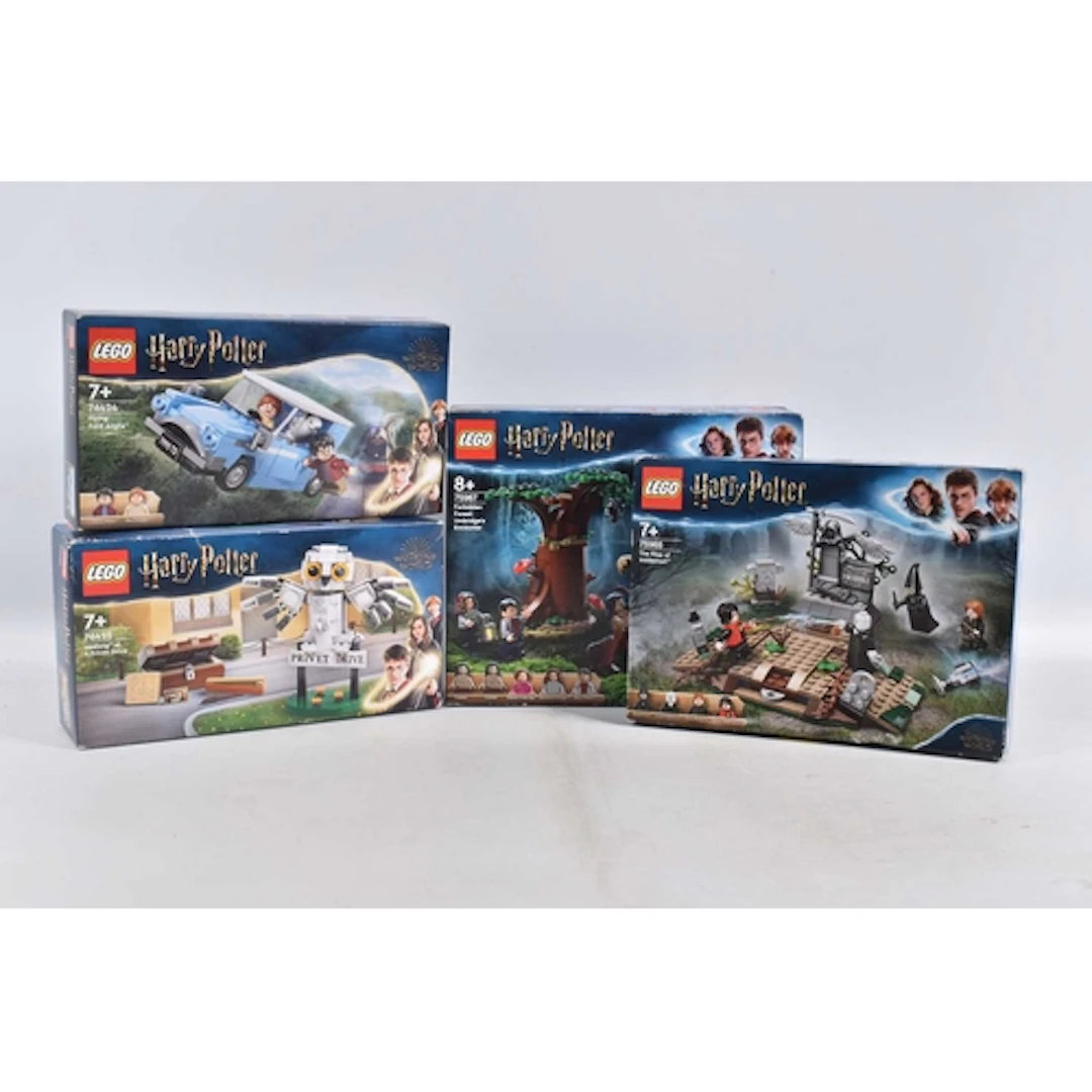 FOUR BOXED AND SEALED WIZARDING WORLD HARRY POTTER LEGO SETS...