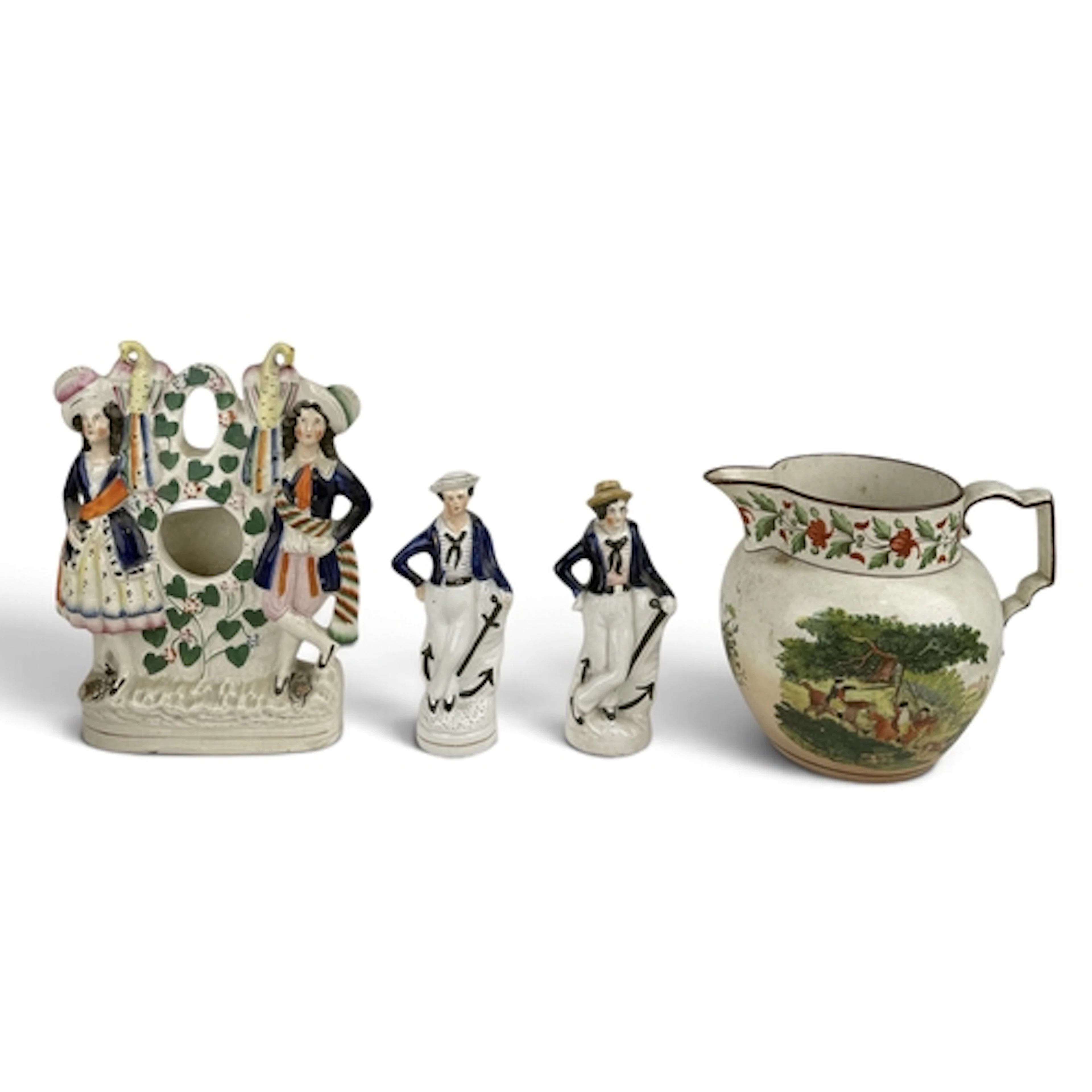 A STAFFORDSHIRE POCKET WATCH STAND 27cm x 19cm Together with...