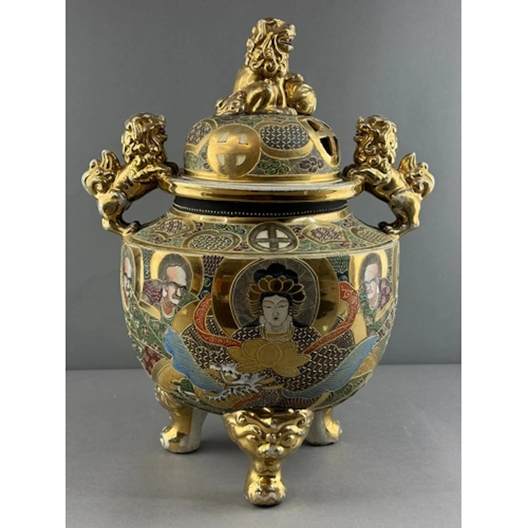 Asian Art: an early 20th century Satsuma moriage incense bur...