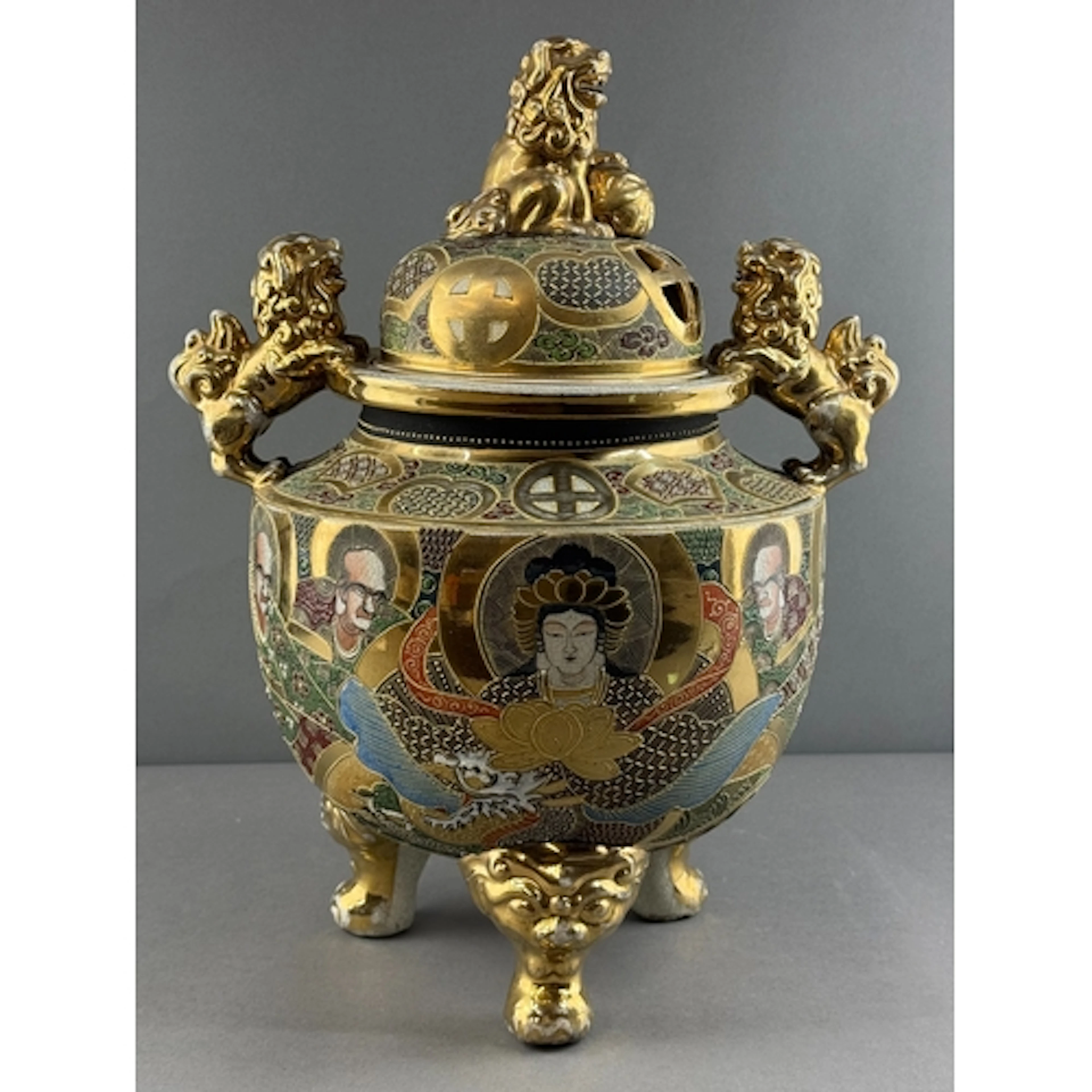 Asian Art: an early 20th century Satsuma moriage incense bur...