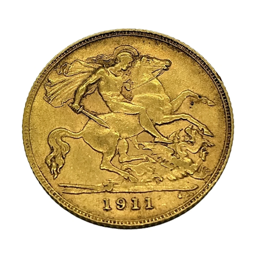 1911 George V Gold Half Sovereign.