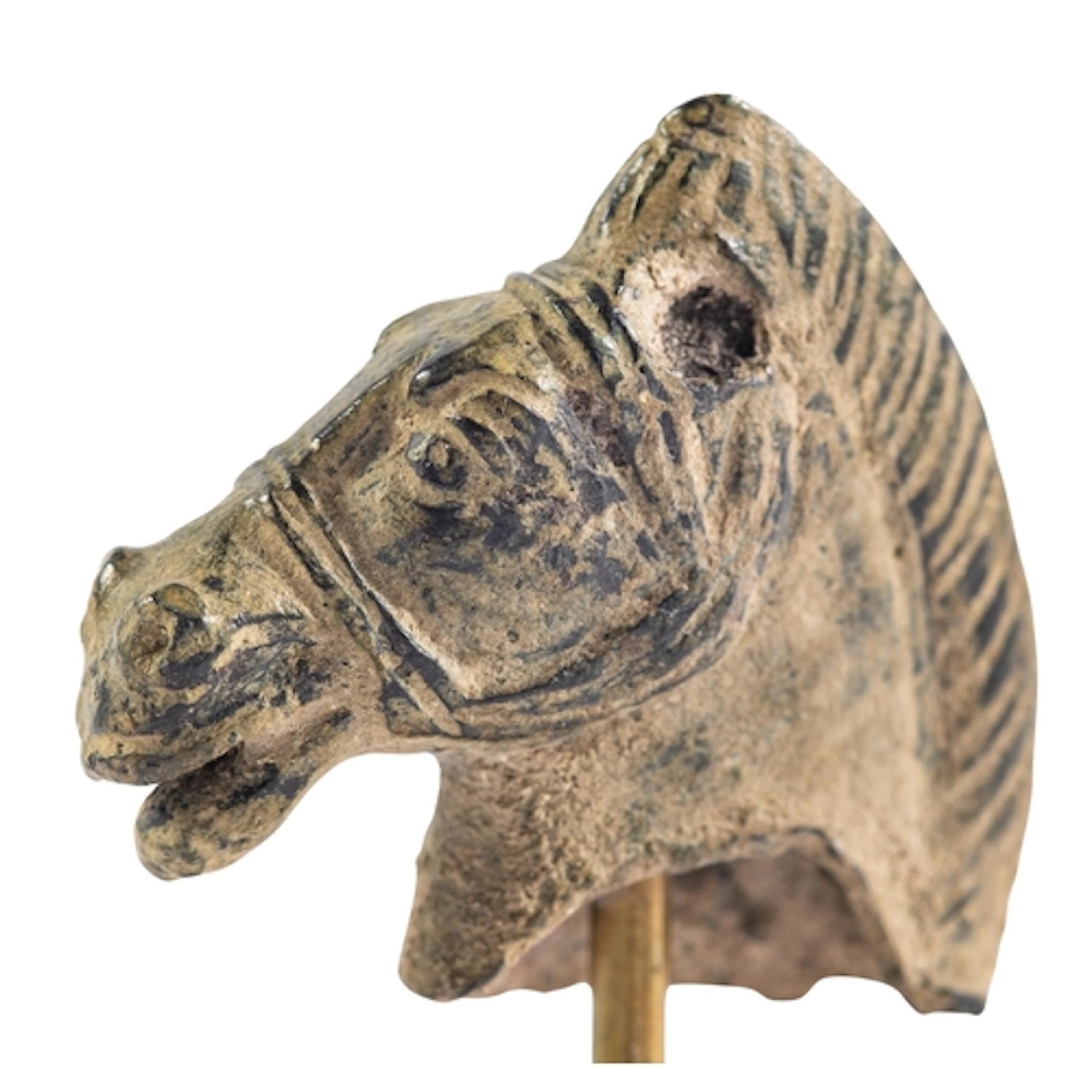 A ROMAN BRONZE HORSE HEAD CIRCA 2ND CENTURY A.D., 4cm. high,...