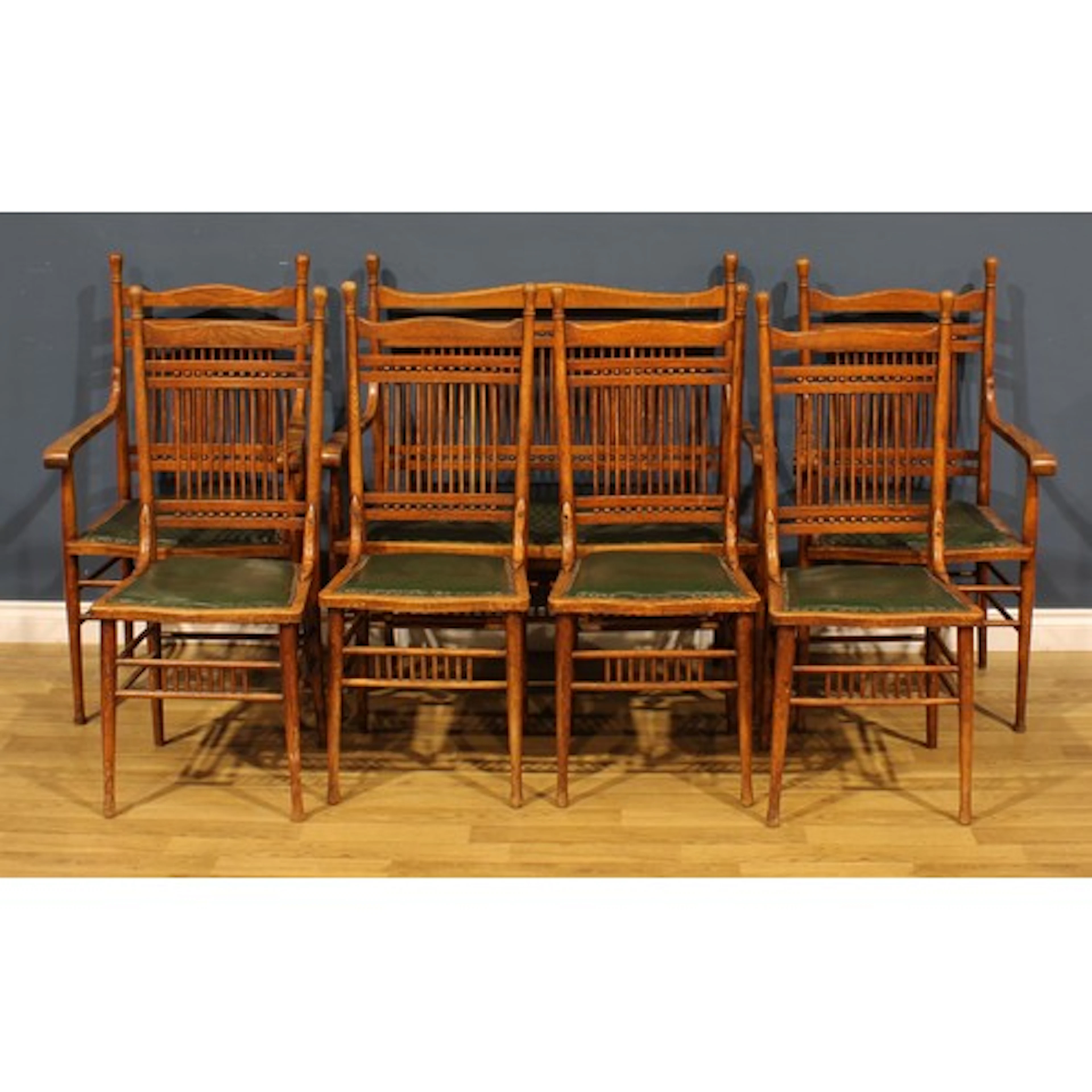 A Vienna Secession period oak seven-piece salon suite, possi...