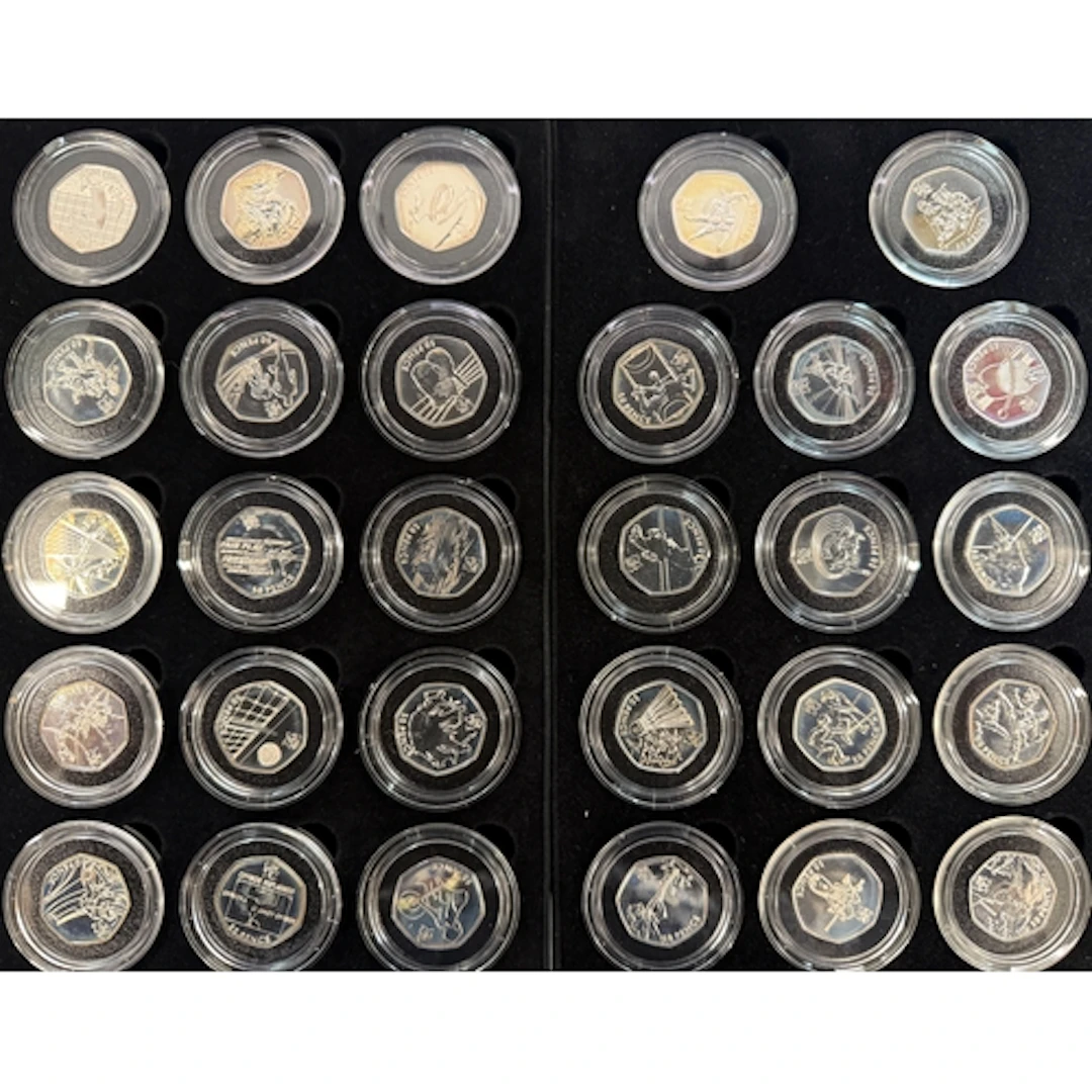 UK London 2012 Olympics Silver 50p Sports Collection, the se...