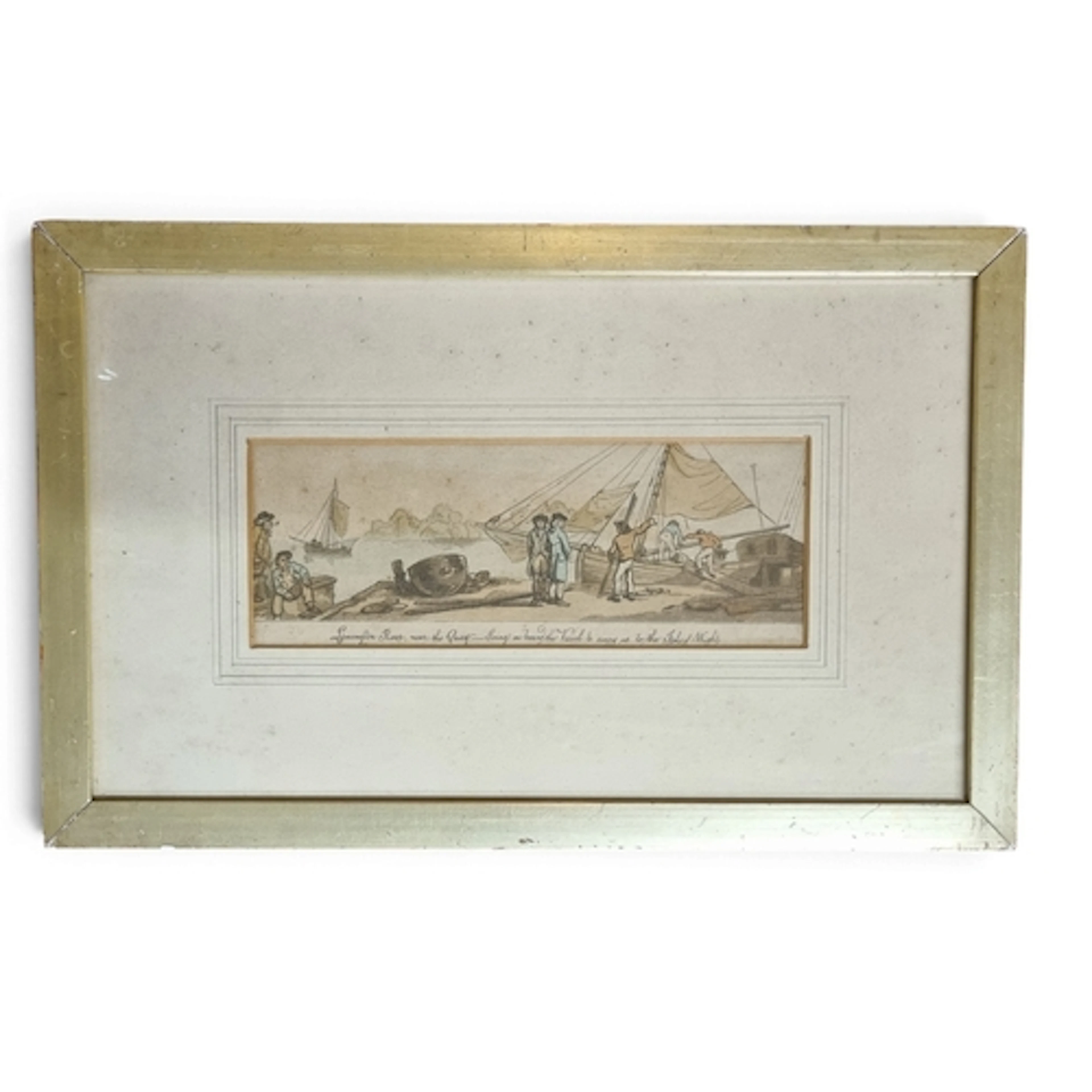 A 19th possibly 18th Century coloured Engraving of Fishermen...