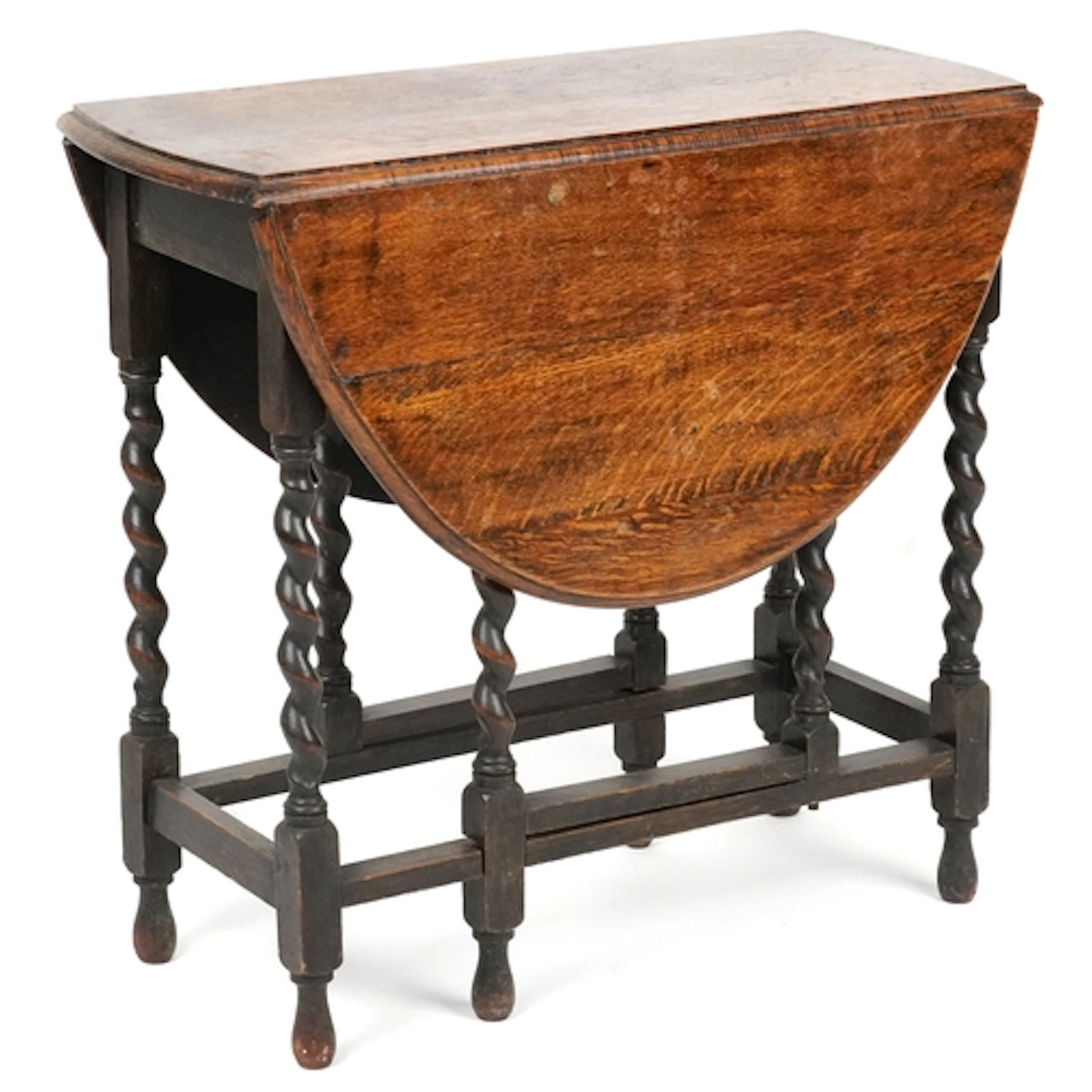 Early 20th century oak gateleg dining table with oval drop l...